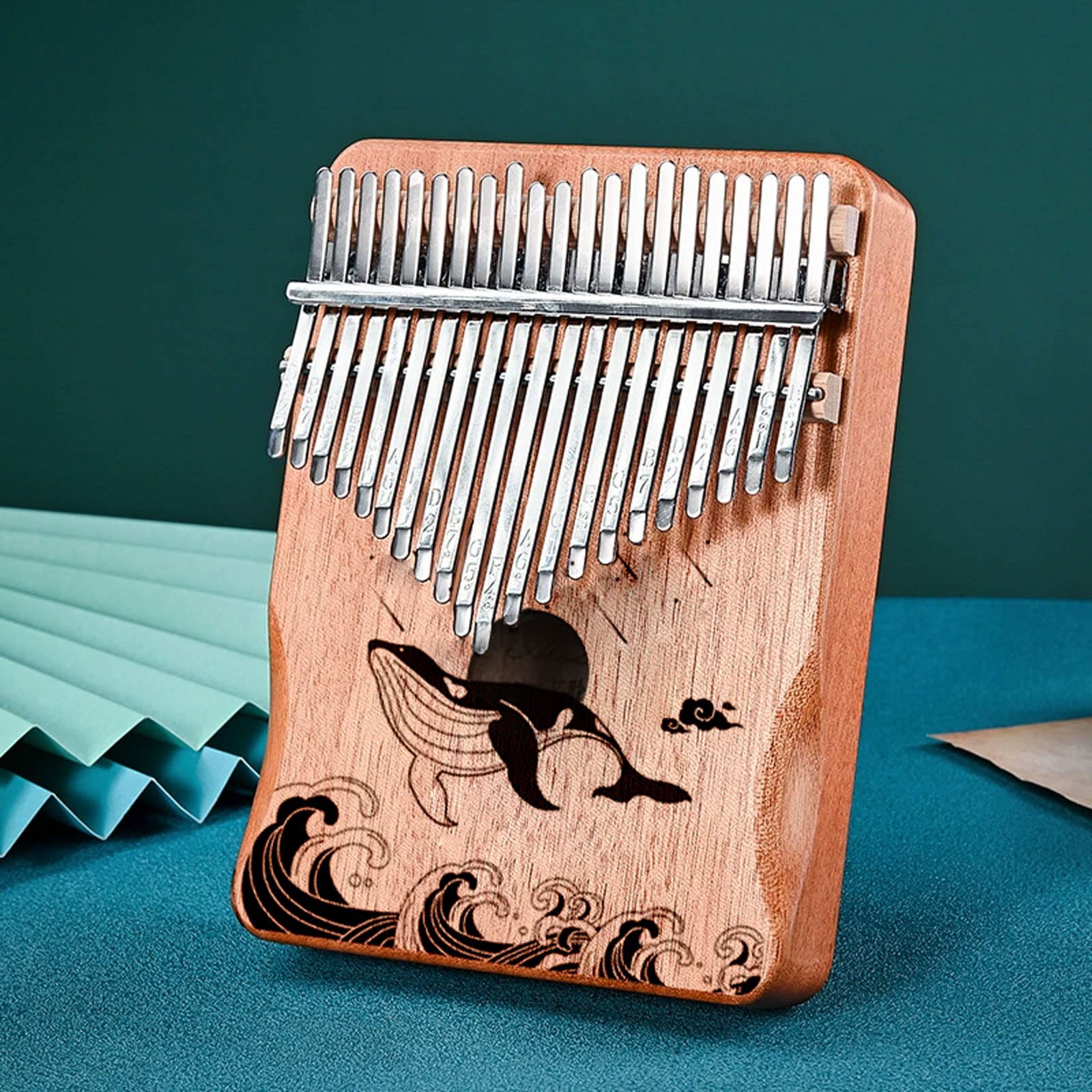 Exquisiter Klang Hölzernes Fingerklavier Finger Percussion Keyboard 21 Tasten Walmuster ， Daumenklaviere Musikinstrumente ， 3 Farben Einfach zu Spielen
