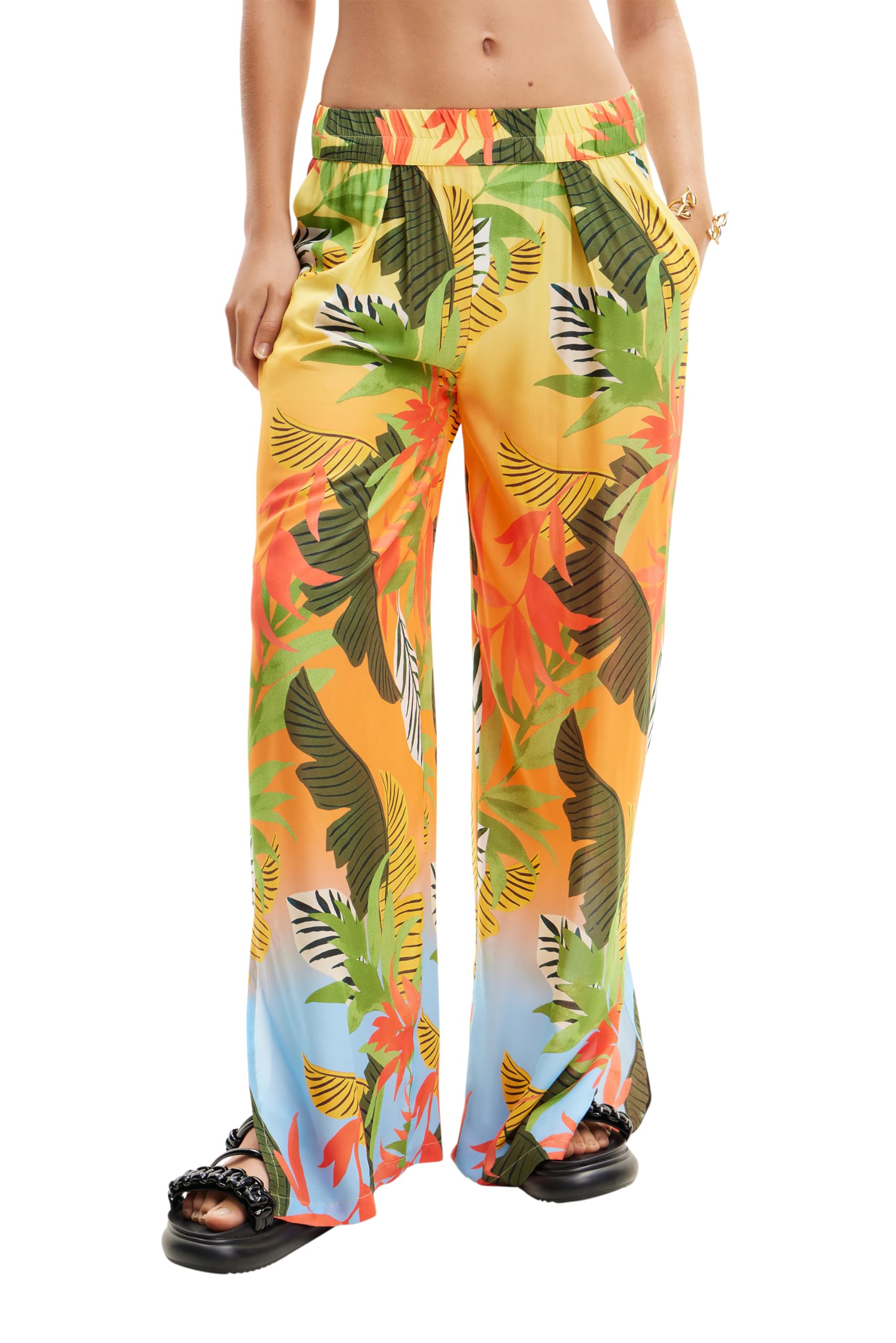 Tropical wide-leg trousers - ORANGE - XXL