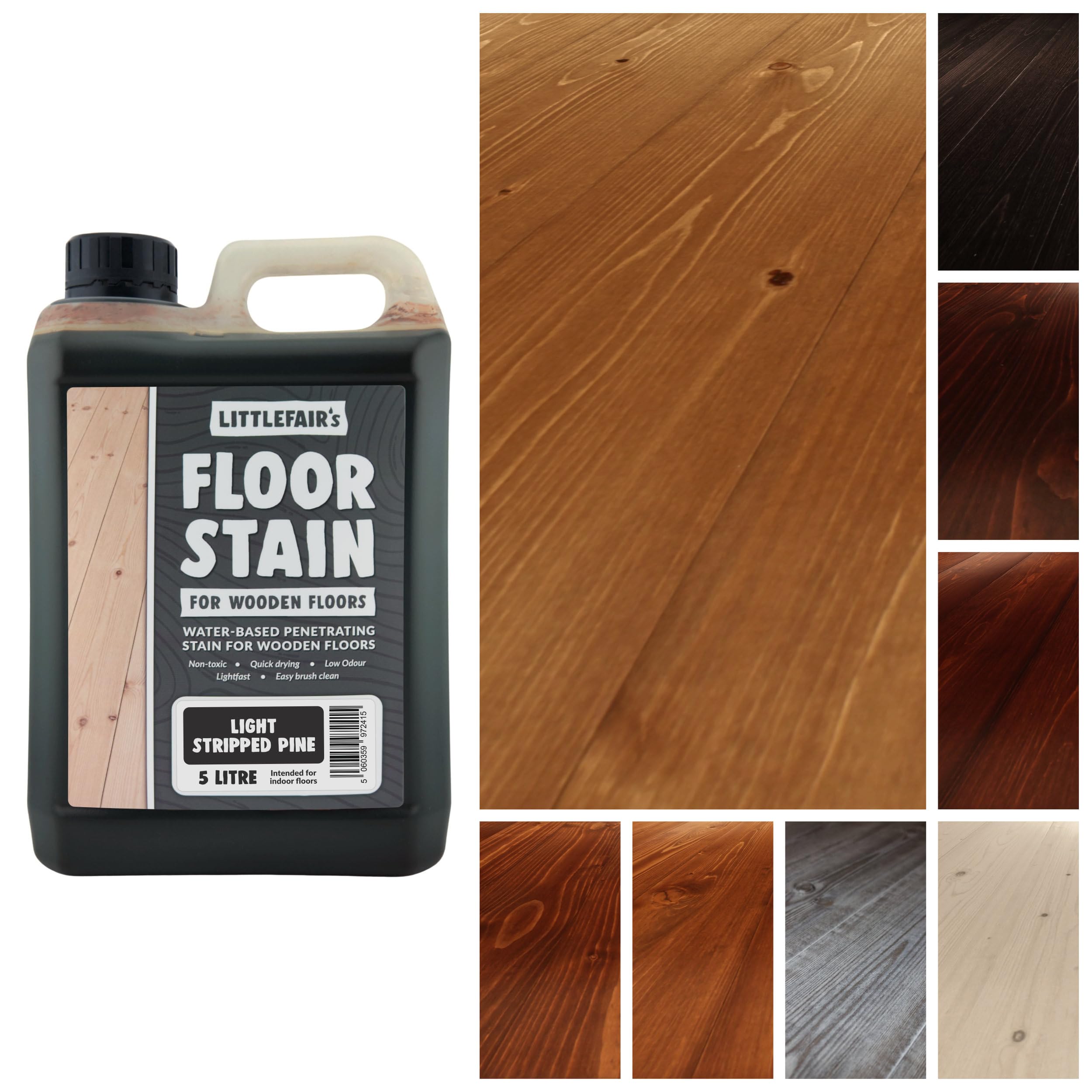 B&Q - Wood Floor Stain Water-BasedLight Stripped Pine5  LtrLittlefair's