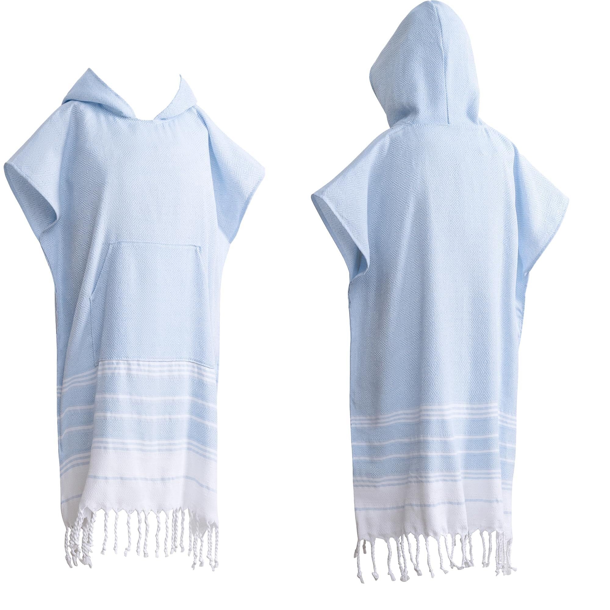 Poncho de surf adulte en coton geometry lake blue serviette de plage grand taille