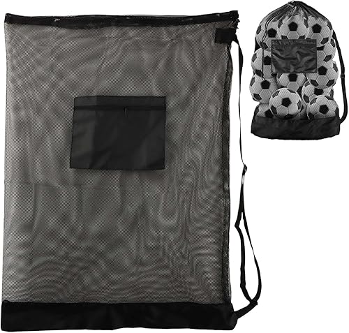 Miniatura 9 de Serveyou Bolsa de pelota, bolsa de fútbol con cordón de malla, con correa ajustable, perfecta para llevar pelotas deportivas, equipo o viajes a la
