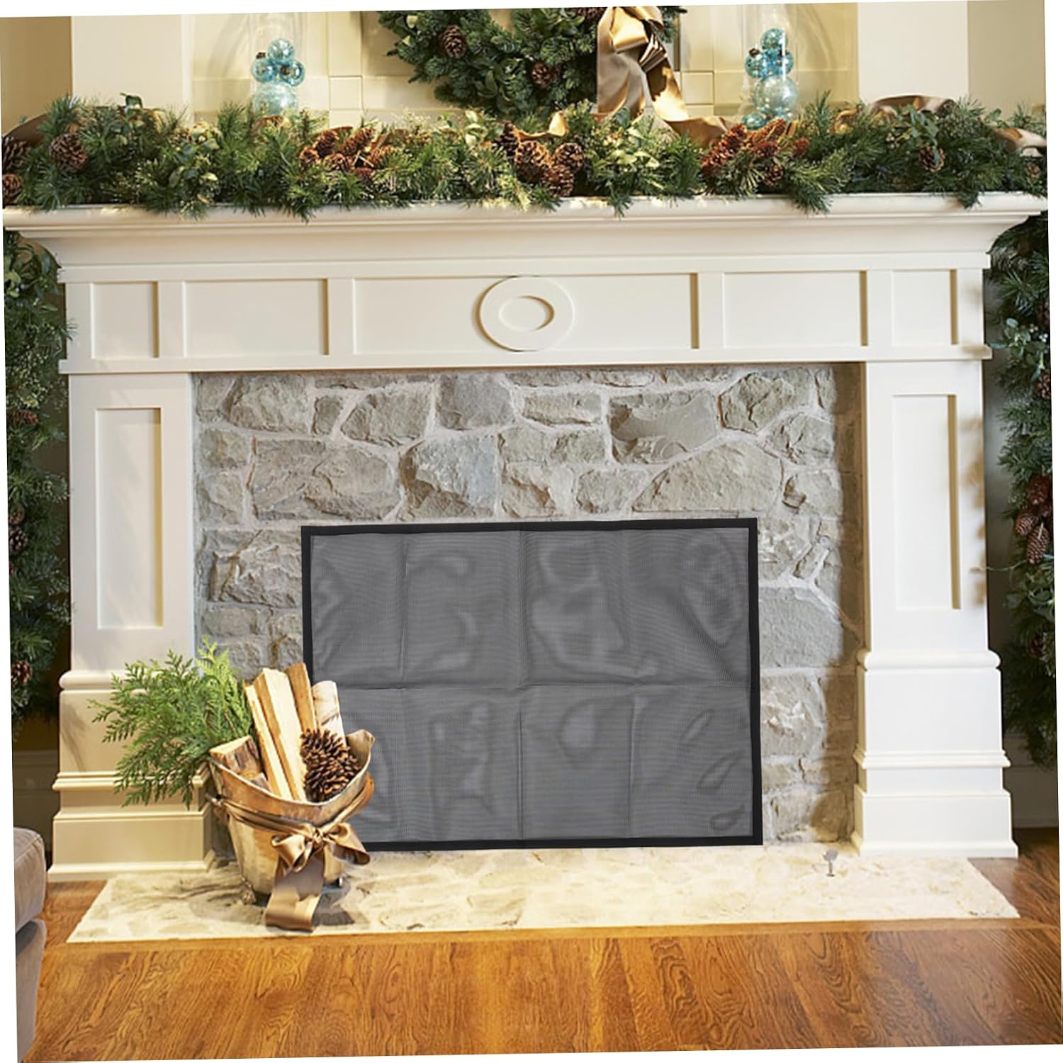 Mesh Fireplace Curtains PVC Heat Resistant Protective Screen