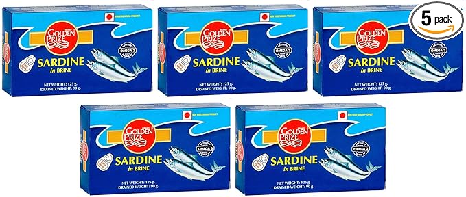 Golden Prize Sardine in Brine 125 GMS Each - Pack of 5 Units