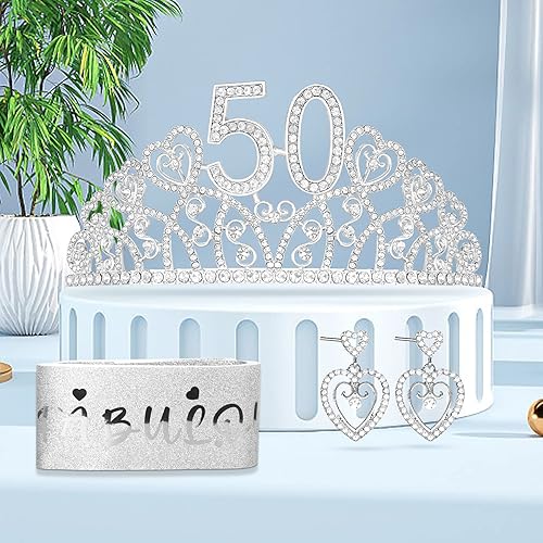 Miniatura 9 de Regalos de cumpleaños 50 para mujer, corona de cumpleaños 50, tiara y banda de cumpleaños 50, regalo para mujer de 50 años, banda de cumpleaños 50,
