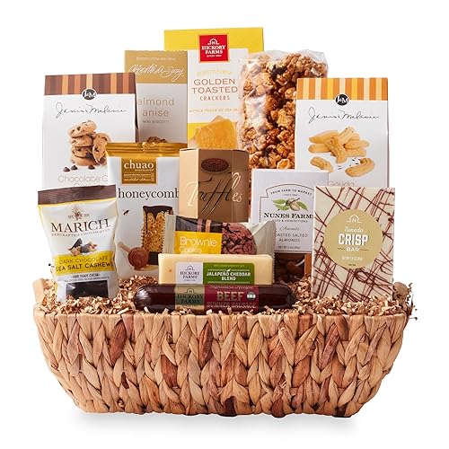 Amazng Salchicha, queso, chocolate, nueces Cesta de comida gourmet perfecta para la familia, vacaciones, cumpleaños, condolencias, felicitaciones,