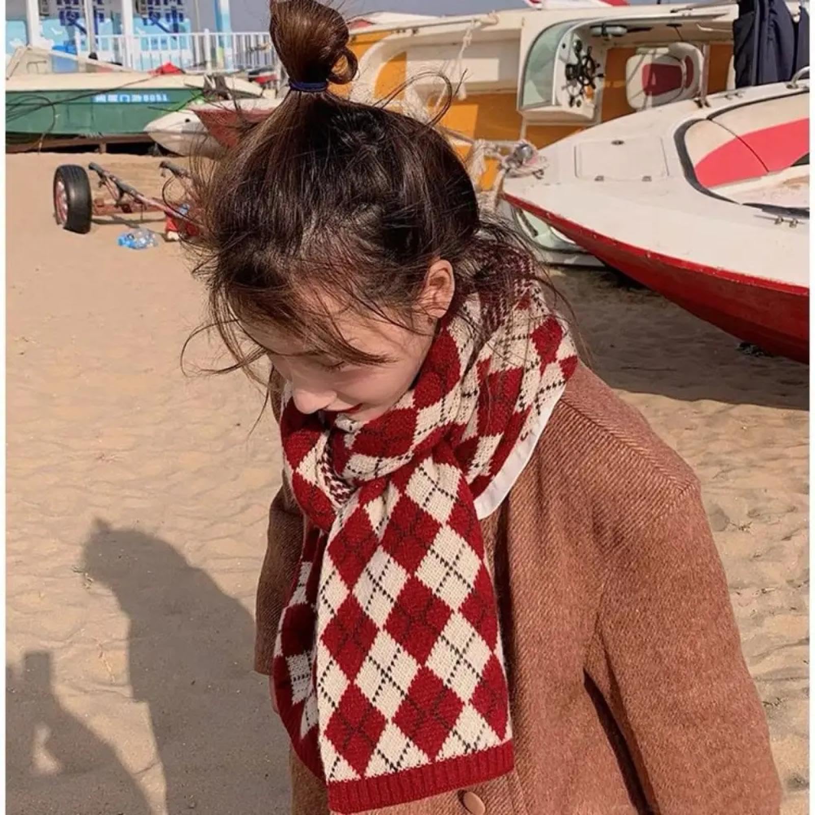 Schals Tücher Halstuch Scarf Mode Warm Gestrickte Plaid Schal Winter Weiche Schals Rhomboid Verdickt Schal Wrap Frauen