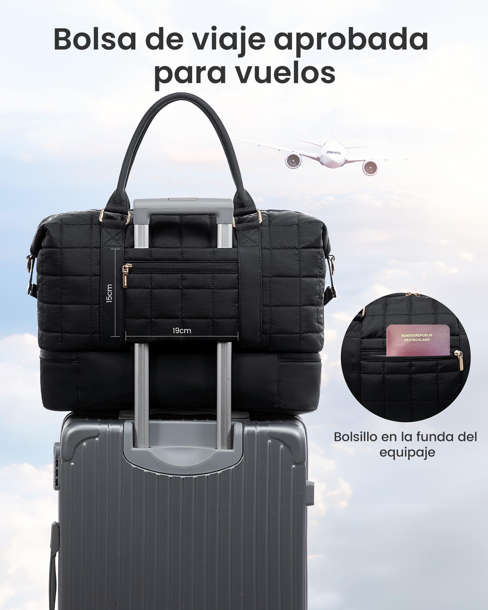 LOVEVOOK Grande Bolsa de Viaje Mujer con Compartimento para Zapatos, Bolso Viaje Maternidad Hospital, Bolsa Fin de Semana Mujer Bolsas Gimnasio Deporte Travel Gym Bag