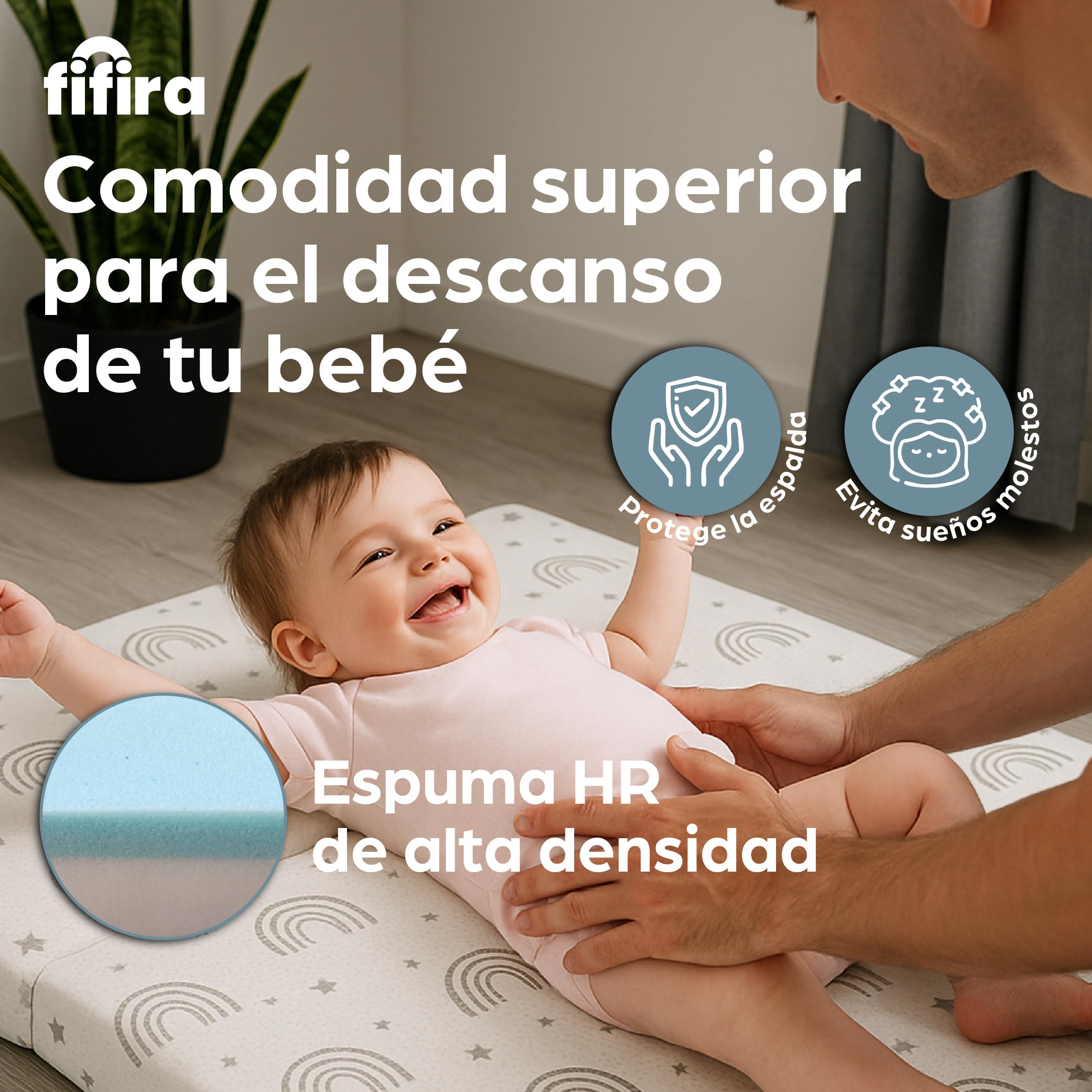 Colchón Cuna de Viaje 120x60 cm Plegable – Colchón para Bebé con Funda Extraíble y Lavable, Espuma Cómoda y Transpirable, Incluye Bolsa de Transporte