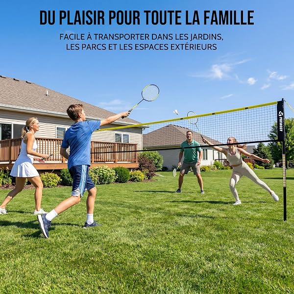 Patiassy Filet de Badminton de 6.1m,Largeur réglable de 3-6m, Portable et Pliable, utilisable à l'intérieur comme à l'extérieur, idéal pour Enfants et Adultes - 5