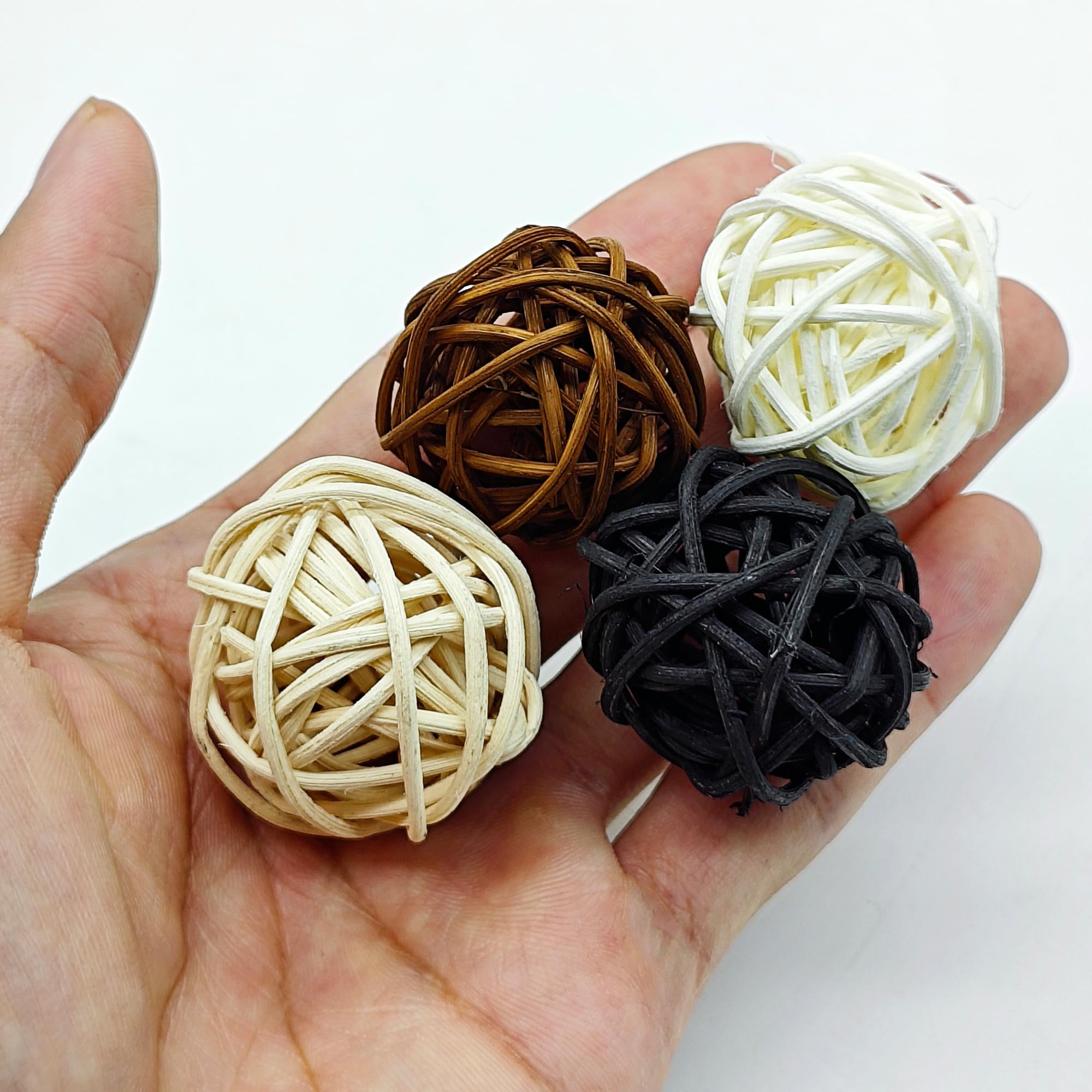 20 Piezas Bolas De Ratán y Mimbre - Bolas Decorativas Artesanales de 3cm para Diy, Decoración de Boda y Hogar