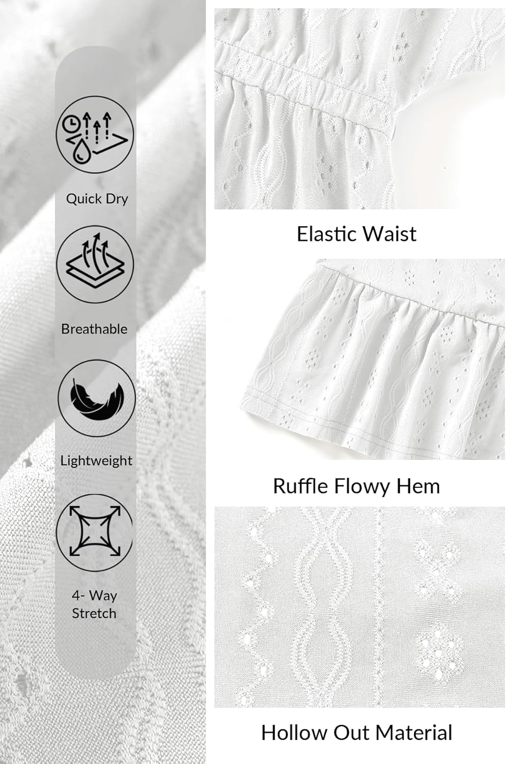 Yonique Plus Size Swimsuit Cover Up Women - V Neck Swimwear Short Sleeve Coverups Ruffle Hem Beach Dress 2026 - Image 5