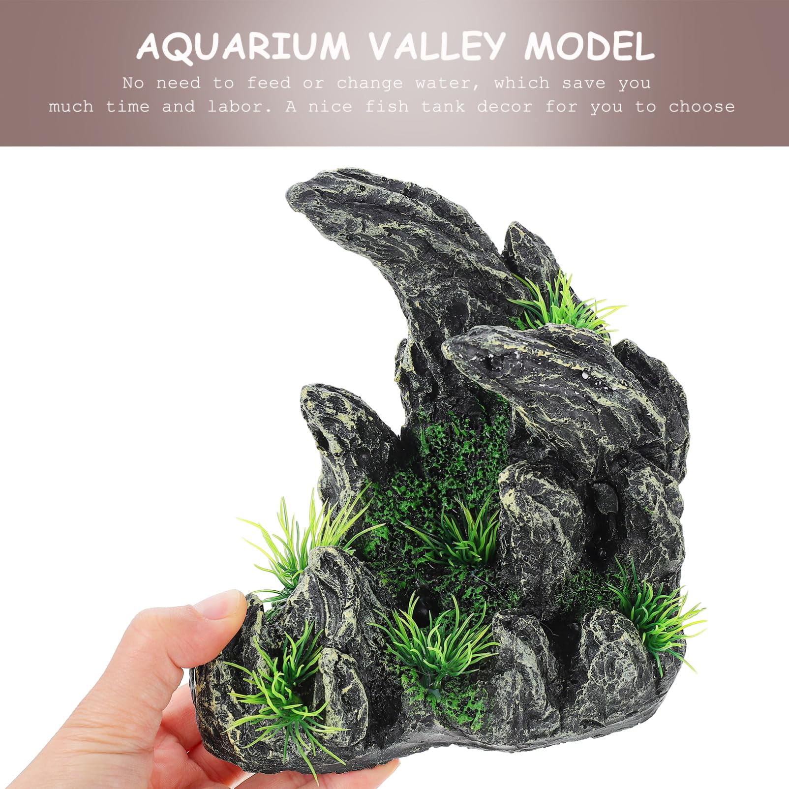 YARNOW 1 Juego Adornos Largo neón Paisaje Tanque petg casa Home House acuarios decoración pecera rocalla Decorativa Valle de simulación rocalla submarina Adorno de rocalla Resina