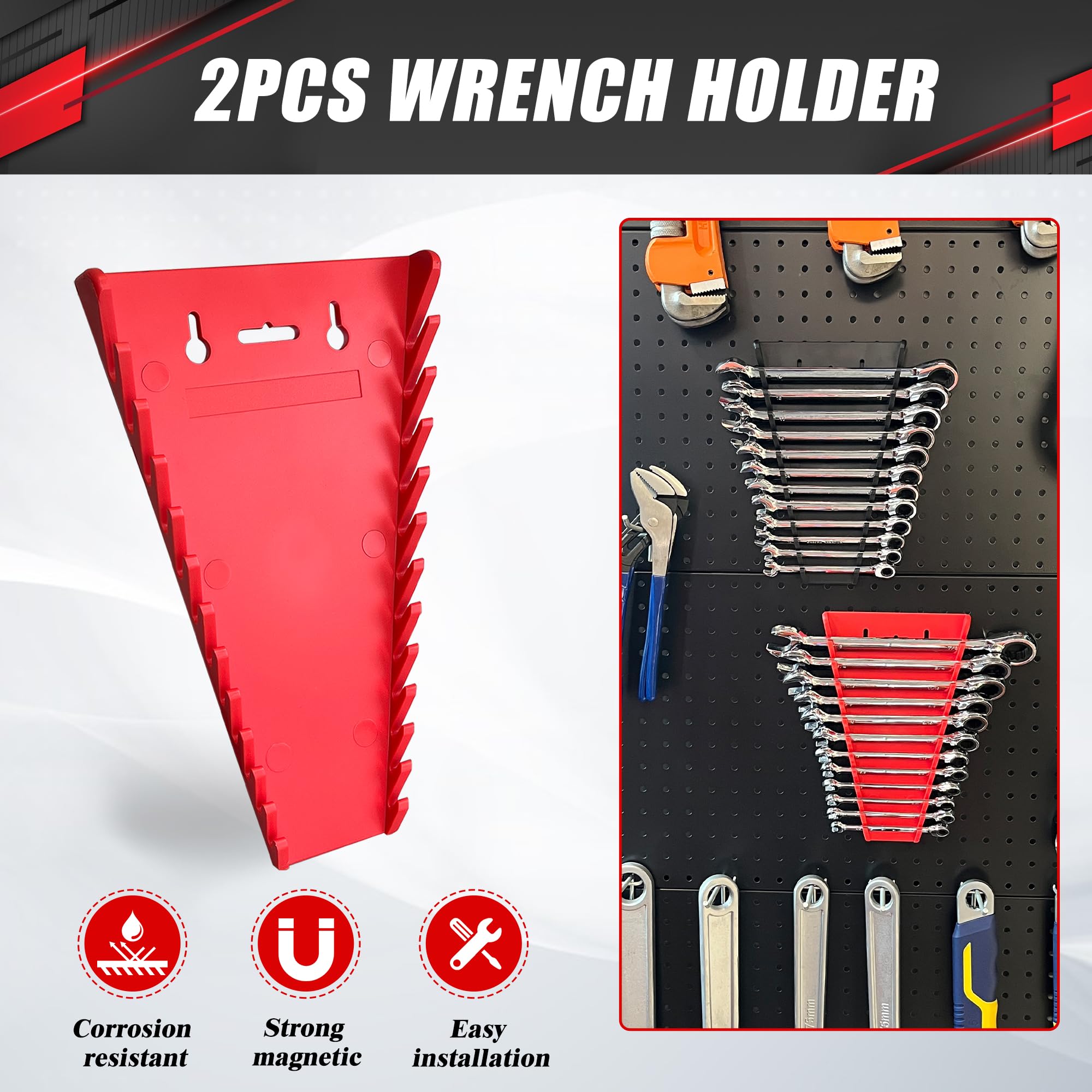 Magnetic Wrench Organizer 2-Piece,Wrench Rack Tool Trays, SAE (1/4" to 1-1/16") - Image 4
