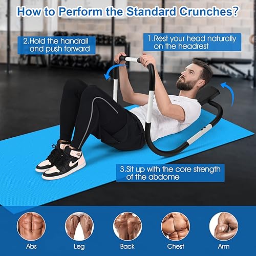 Miniatura 3 de Goplus AB Fitness Crunch, máquina abdominal portátil, ejercitador de entrenamiento para fuerza central, entrenamiento muscular, entrenador AB para