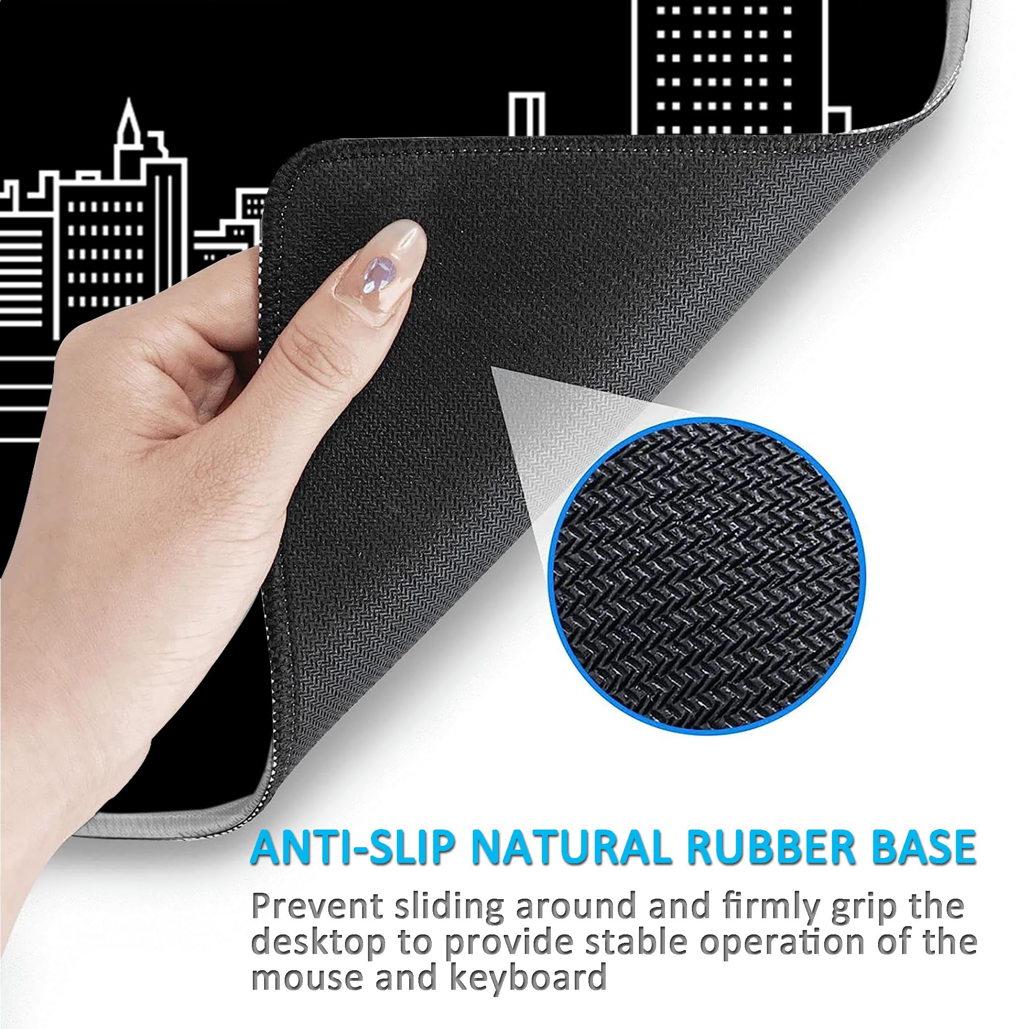 LL-COEUR Noir Grand Tapis de Souris de Jeu 90x50x0,3cm Gamer Tapis de Bureau Large et Étendu XXL Speed Gaming Mousepad pour PC, Clavier et Ordinateur XXL