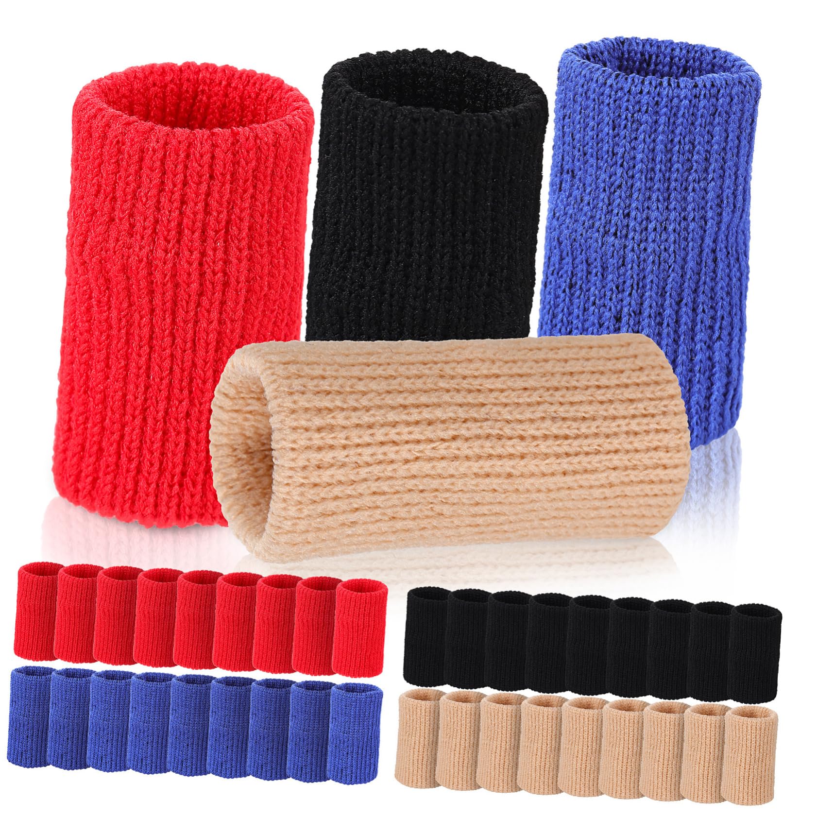 ERINGOGO 40pcs Finger Compression Sleeves Elastic Support for Swollen Broken Fingers for for Athletes and Everyday Use Multi-Color Skin Tone