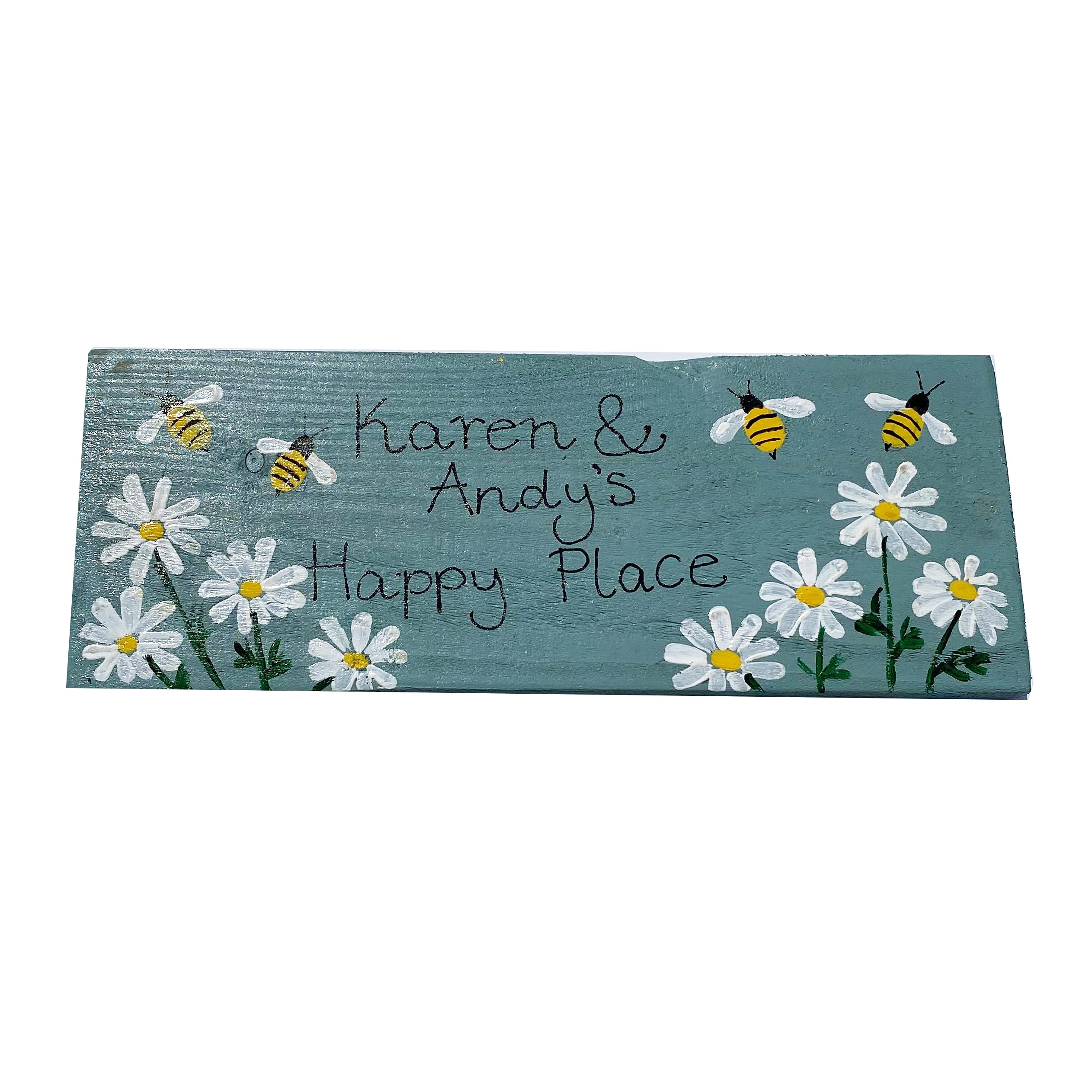 Bees & Daisy Flowers Wooden Summerhouse Sign, Garden Shed Plaque, Personalised, Cottage Garden, Greenhouse, Potting Shed