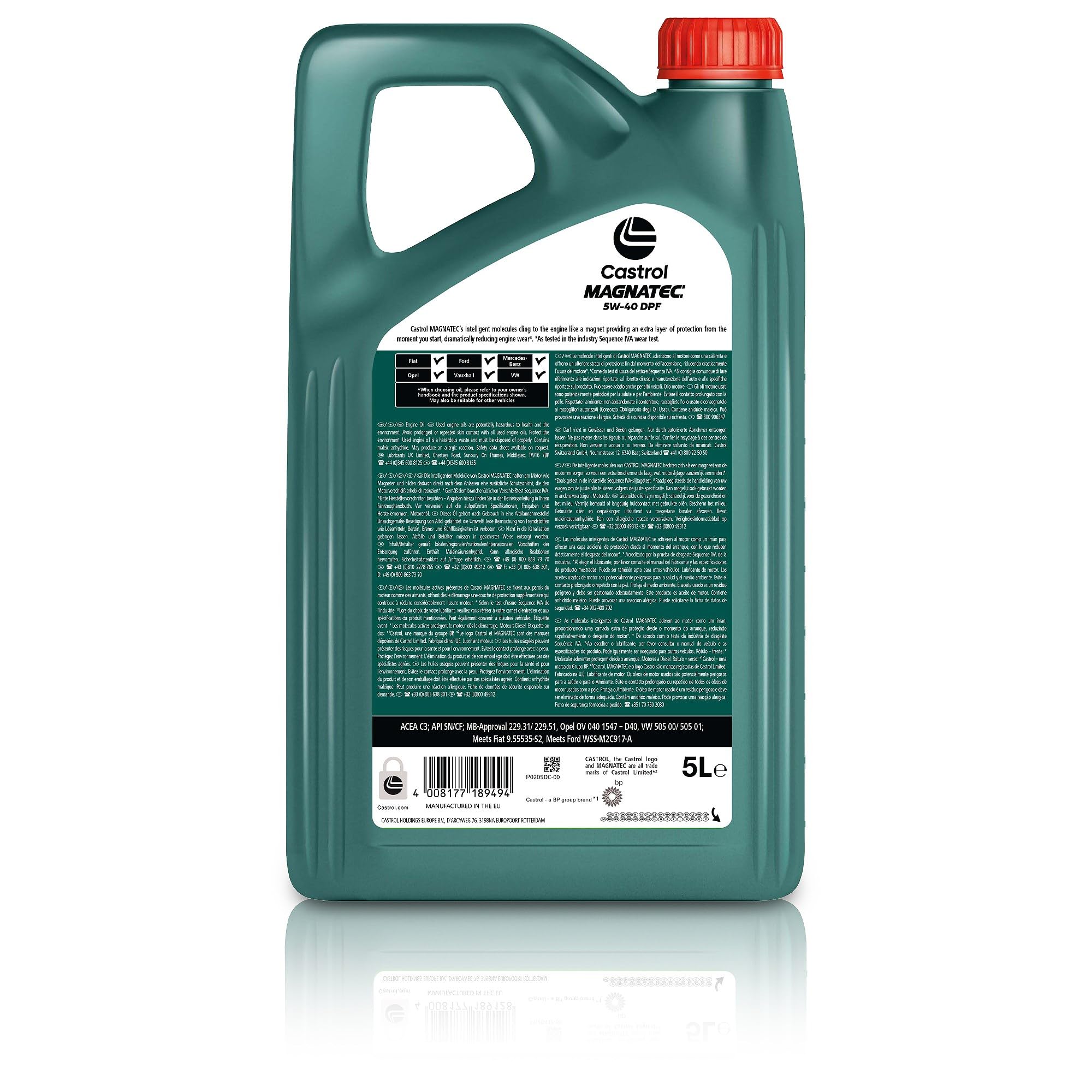 2x 1 L + 5 L = 7 Liter Castrol Magnatec Diesel 5W-40 DPF Motoröl inkl. Castrol Ölwechselanhänger
