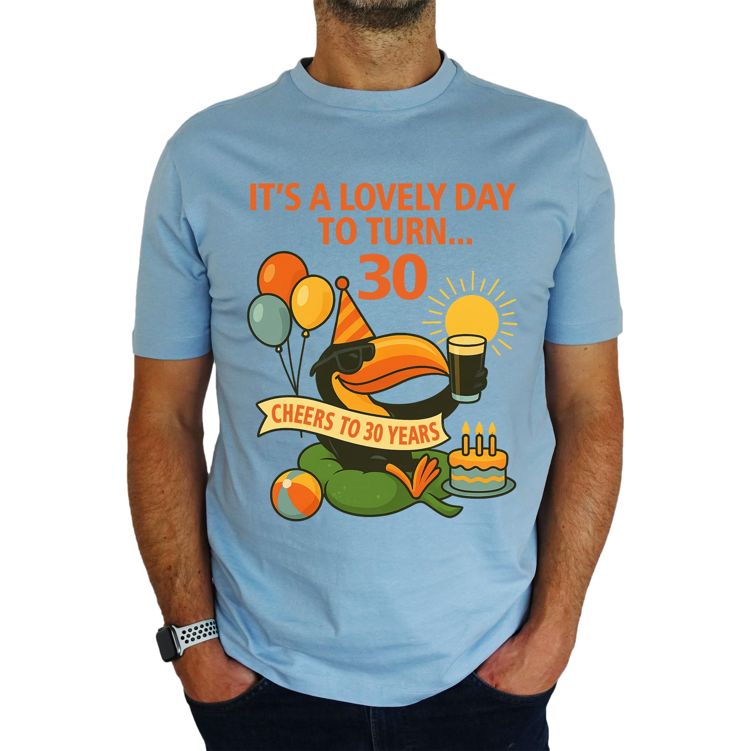 It's A Lovely Day to Turn 30 Toucan - 30th Birthday Gift | Present Mens T-Shirt Sky Blue M