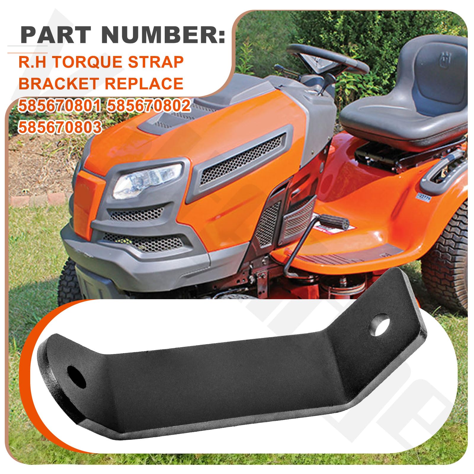 585670801 585670802 585670803 Staffa di serraggio per cinghia dinamometrica (mano destra) compatibile con tosaerba Husqvarna LTH1738, TS242, TS243, YT46LS, YT48XLS, YT48DXLS, YTH18542, YTH18542