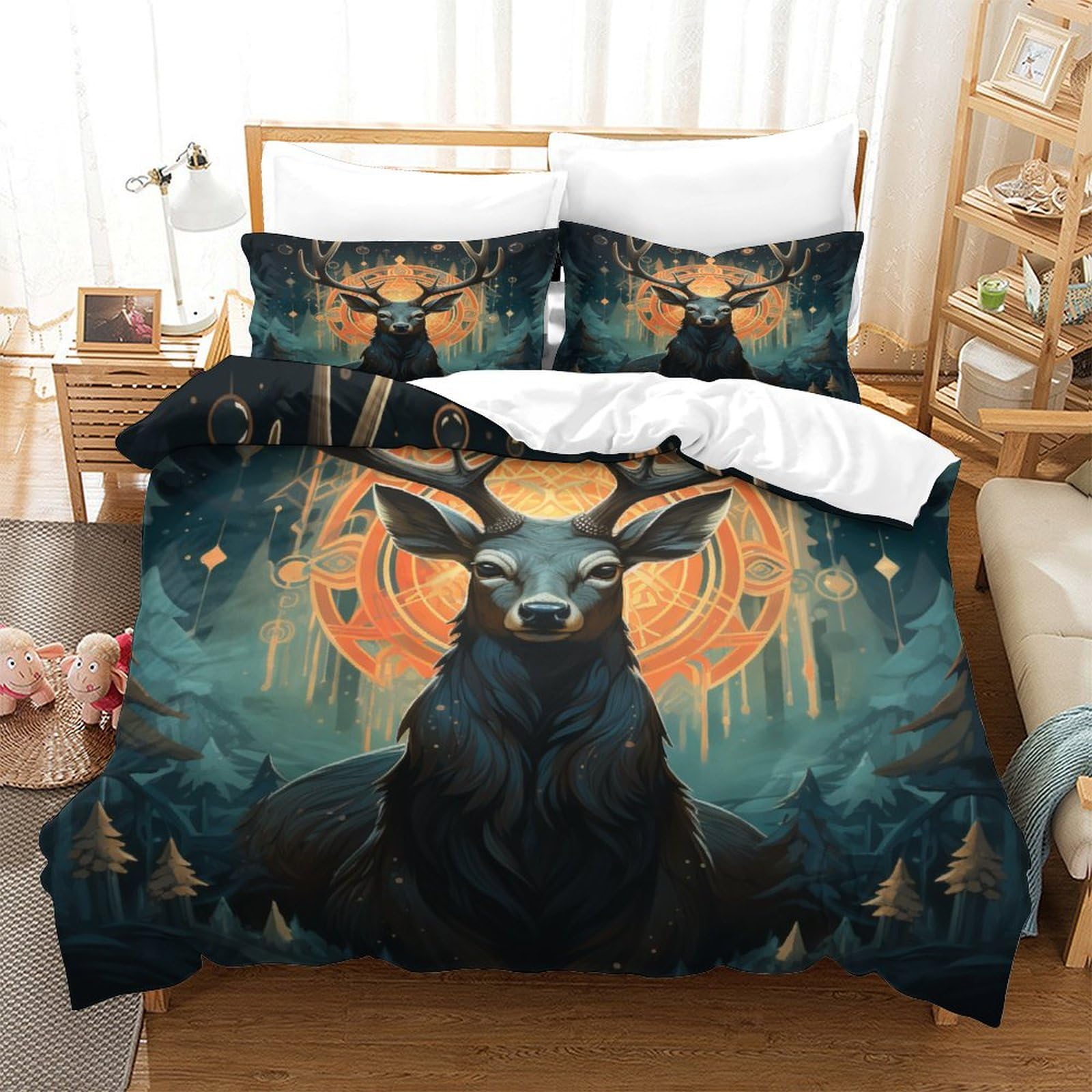 Stampato in 3D Pronipote tibetano Copertina Stampata Microfibra Disegnata Biancheria Da Letto Cura Facile Con 2 Federe,Double（200x200cm）, Per Ragazzi Adulti