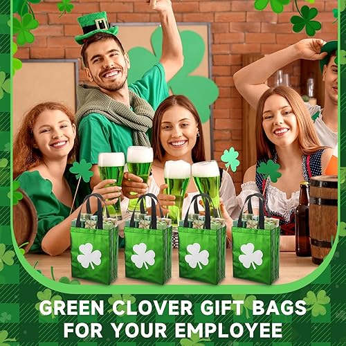 Miniatura 4 de HunnmingRe Juego de 49 bolsas de regalo del día de San Patricio a granel, 24 bolsas de trébol irlandés, no tejidas, 25 bolsas de papel de seda para