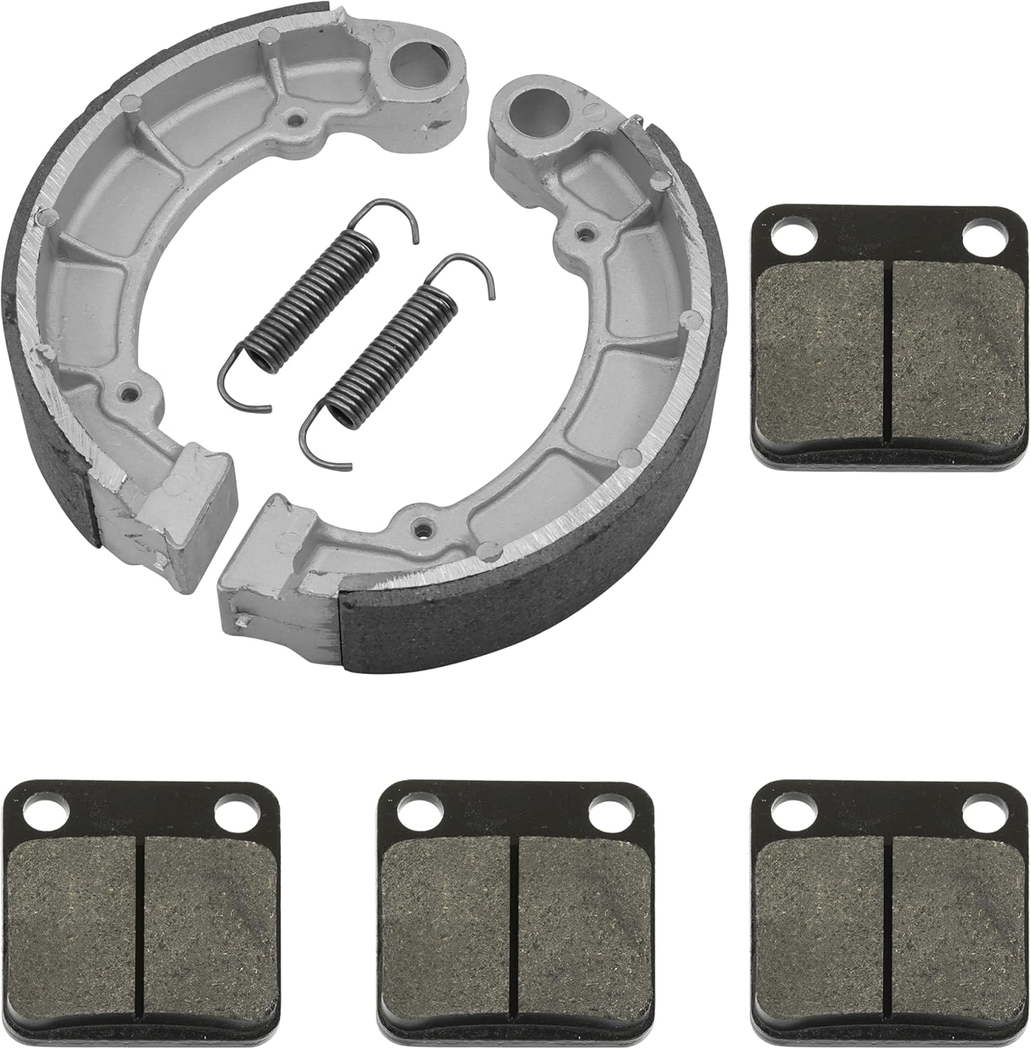 Caltric Front Brake Pads & Rear Shoes Compatible with Kawasaki Kvf400 Kvf-400 Prairie 400 1998-2002