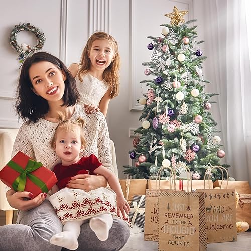 Miniatura 7 de Tenceur 24 bolsas de regalo de Navidad con texto divertido a granel, bolsas de papel para fiestas de Navidad con asas, bolsa de regalo de papel