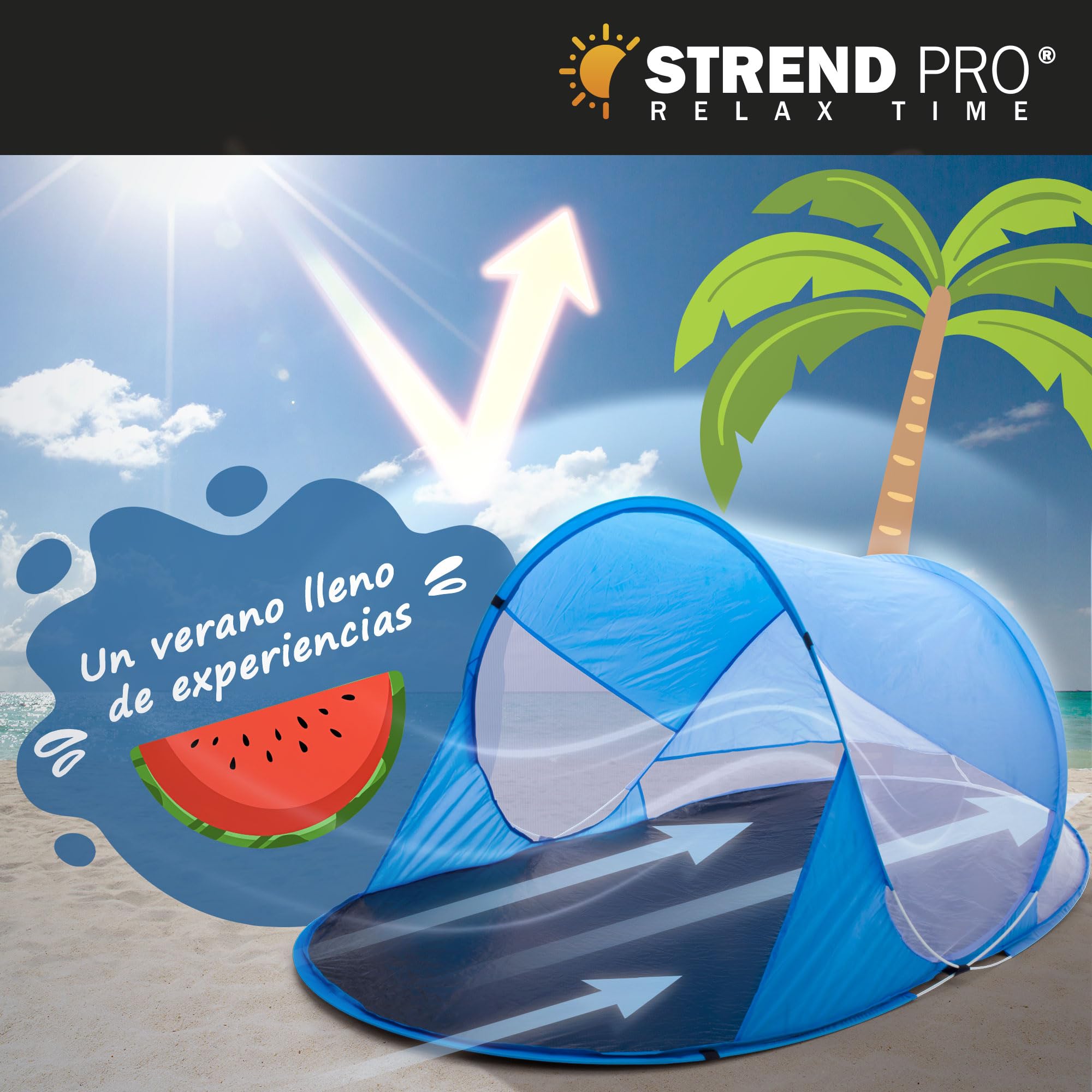 STREND PRO Tienda de campaña Pop Up 190x120x90 cm Protección UV Playa