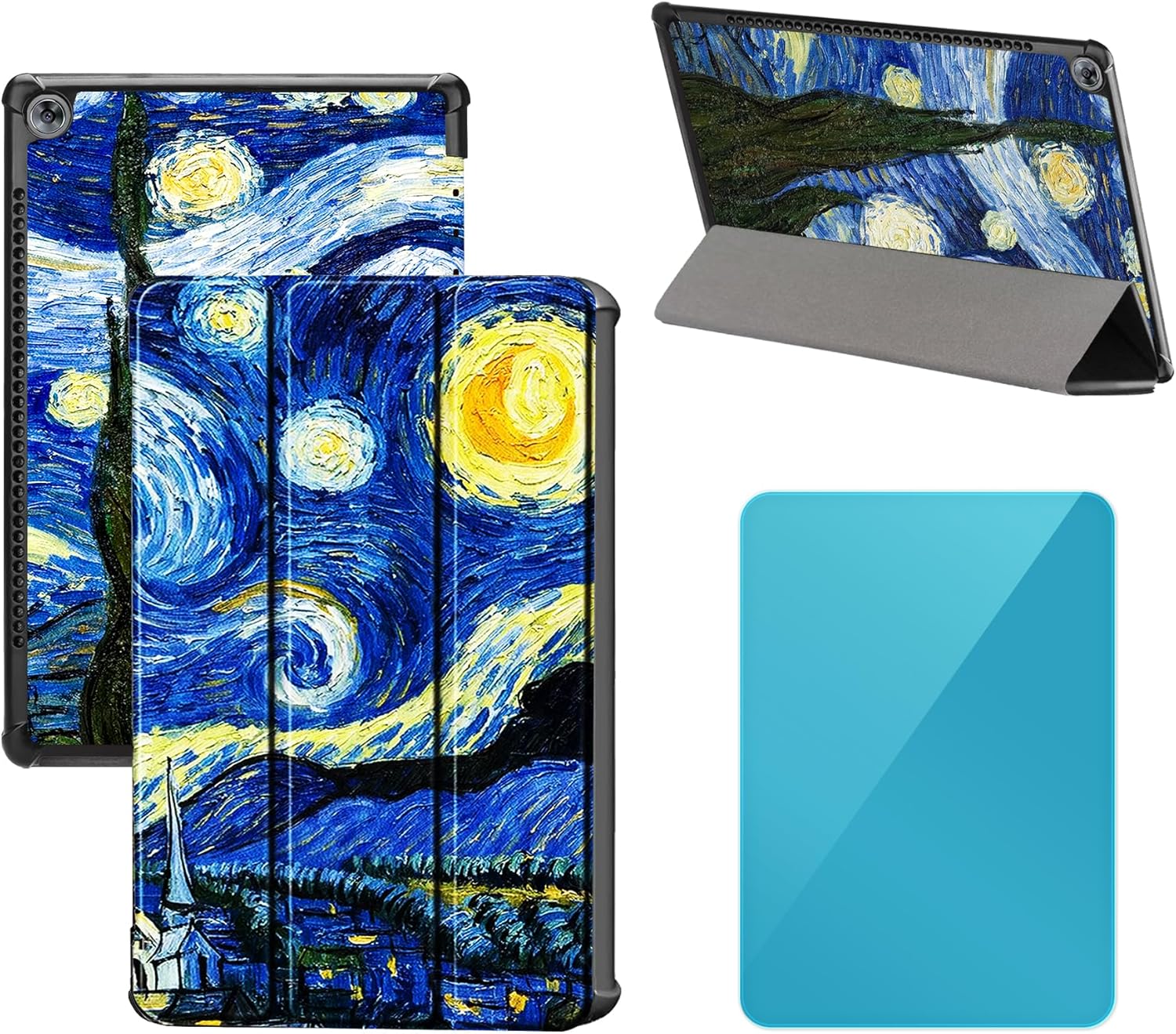 Tri-Fold Case Compatible with Huawei Mediapad M5 10.8 inch (CMR-AL09/CMR-W14), Includes a Screen Protector - Premium PU Leather Tri-Fold Cover with Auto Sleep/Wake Starry Sky One Size