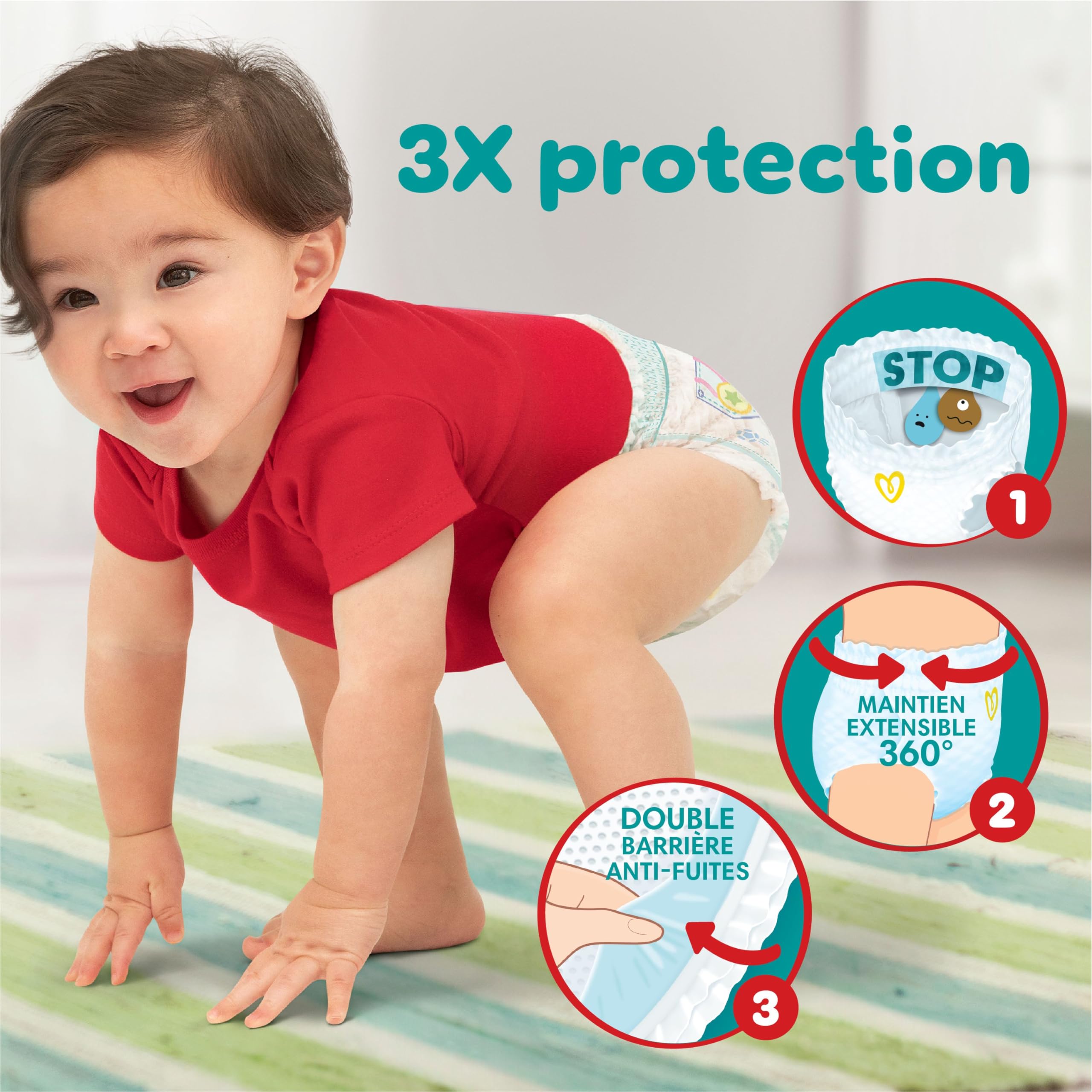 Pampers Couches-Culottes Baby-Dry, Taille 3, 192 Couches, 6kg - 11kg, Avec Une Poche Stop & Protect Pour Éviter Les Fuites À L’Arrière