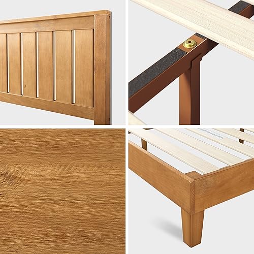 Miniatura 47 de Cama plataforma de madera sólida de lujo Zinus 12 pulgadas con cabecero de cama/no necesita resortes/soporte de madera con listón/acabado expreso