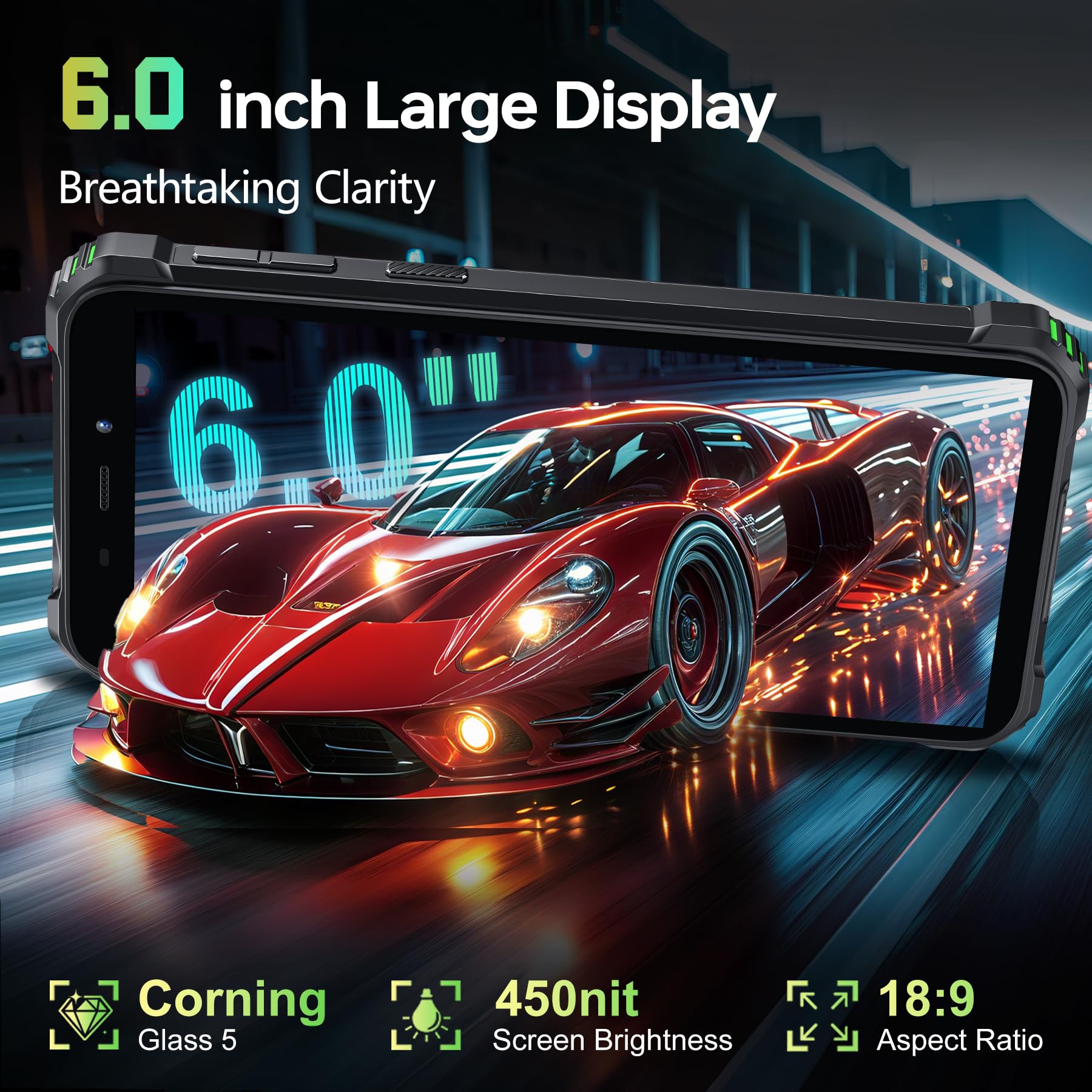 OUKITEL G3 Telefono Indistruttibile 2025, 16GB RAM+64GB ROM/1TB Rugged Smartphone, 6300mAh Telefono Rugged, 6.0" Cellulare Antiurto, 13MP Cellulare Impermeabile, 4G Dual SIM/IP68/IP69K/OTG/Face ID/GPS