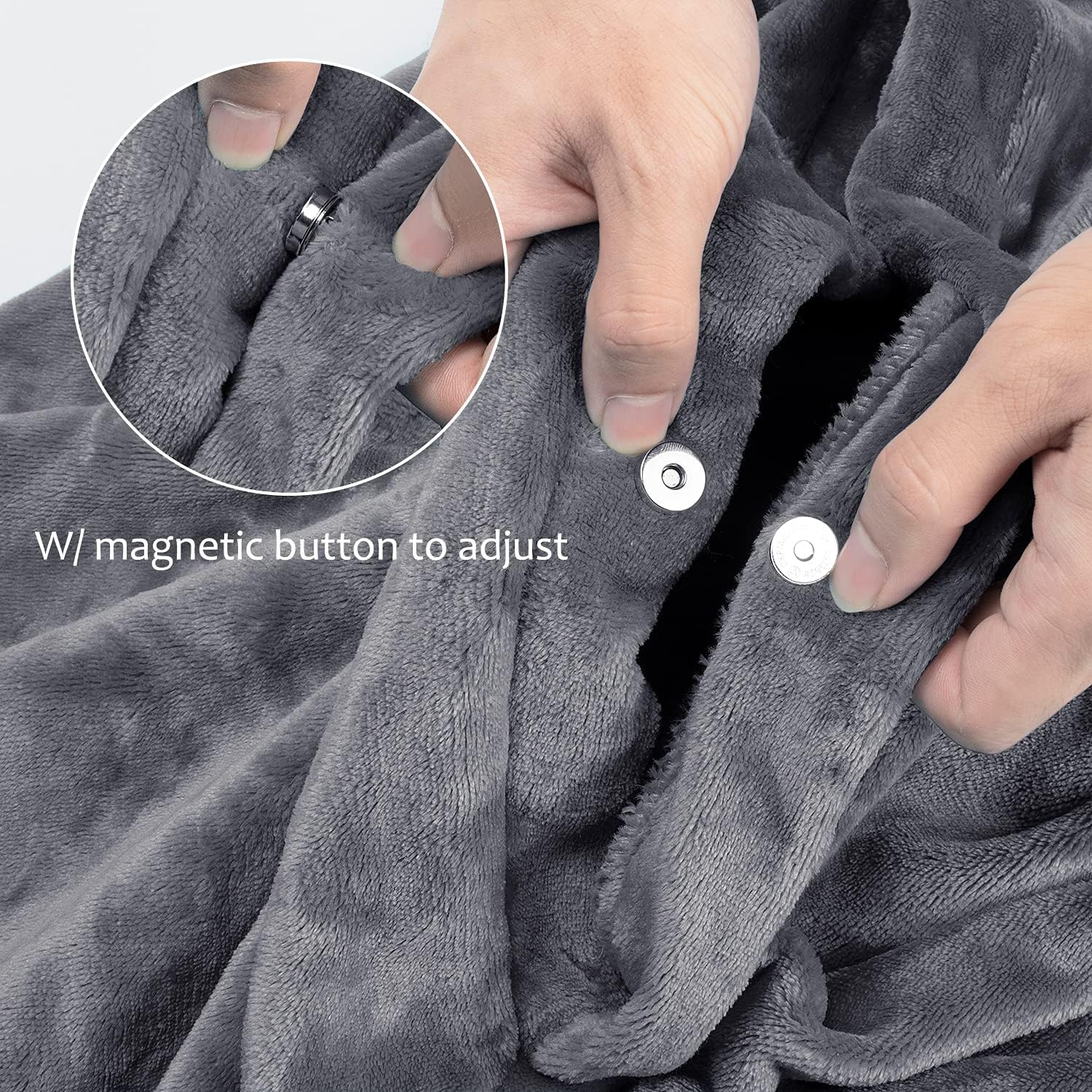 Poncho Blanket Super Soft Comfy Plush Wearable Fleece Blankets Gift for Adult Women Men Kids Throw Wrap Cover Indoors & Outdoors, 55''x 80'' Grey - Image 5