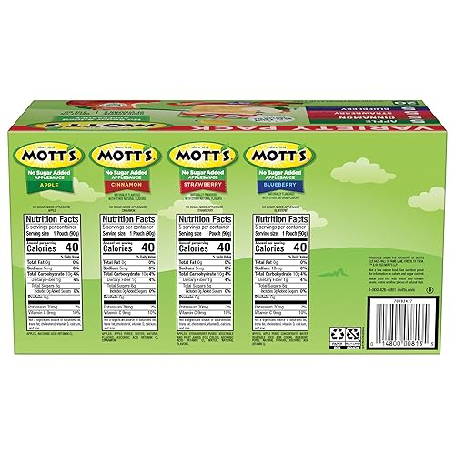 Miniatura 2 de Mott's Paquete variado de puré de manzana sin azúcar añadido, 4 sabores manzana, fresa, canela y arándano, hecho de fruta real, sin sabores