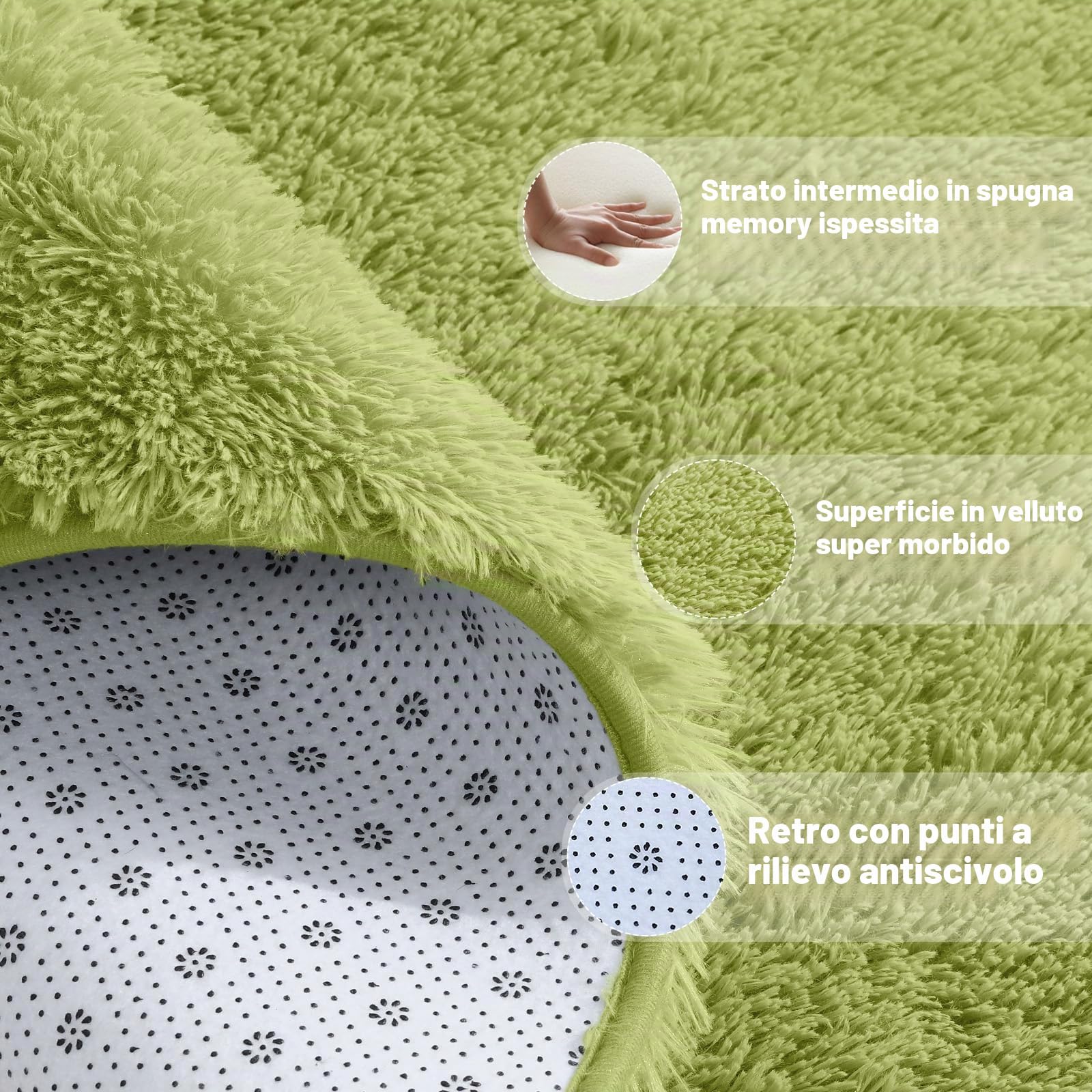 XSIVOD Grandi Tappeti per Soggiorno, Tappeto Super Morbido per Camera da Letto, Tappeto di Lusso in Velluto Soffice Ideale per Camera da Letto, Cameretta, Camera dei Bambini, 200x300cm, Verde