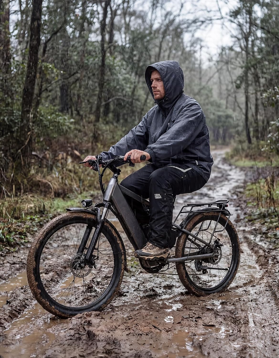 KEMIMOTO Men's Packable Waterproof Cycling Rain Pants, Windproof Breathable Lightweight Over Pants Outdoor Pants