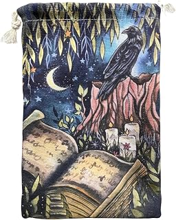 kot-au Dark Crow Tarot Bag, Dark Crow Tarot Pouch with Drawstring, Novel Tarot Card Holder Bag Pouch Jewelry Bag Travel Gift Bag