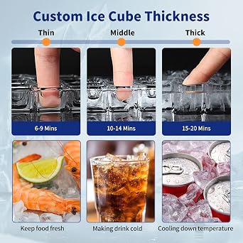 Upgraded Commercail Ice Maker 160Lbs/24H with 35Lbs Ice Capacity,Upgraded 15 Wide Under Counter Ice Machine 63Pcs Ice Cubes, Commercial Ice Machine Self Clean Stainless Steel Built-in or Freestanding