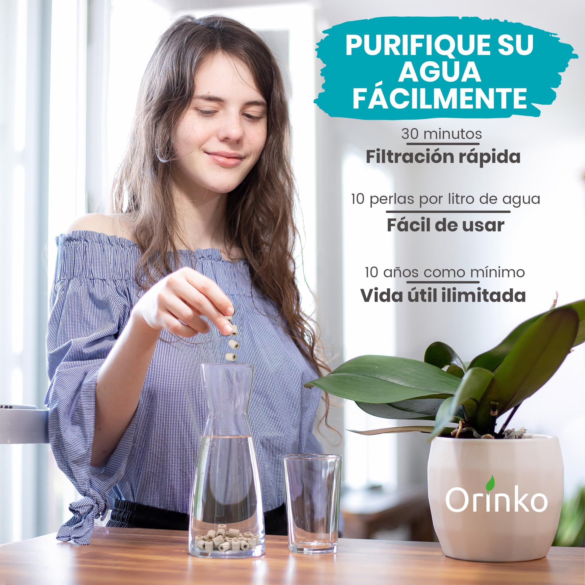 ORINKO® Perlas de Cerámica EM Grises x150 - Pastillas Naturales para Reducir Cal en el Agua - Cerámica Mineral para Jarras y Botellas Filtrantes - Alternativa Sostenible sin Plástico