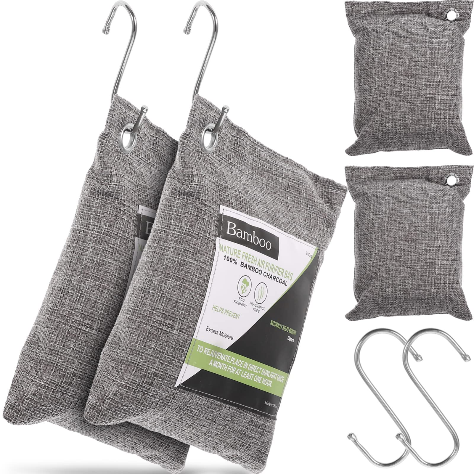 minkissy Set 1 Sacchetto di Carbone Attivo al Bambù per Purificazione Dell’ambiente, Assorbimento Odori e Umidità, Materiale Non Tessuto, per Auto e Ufficio