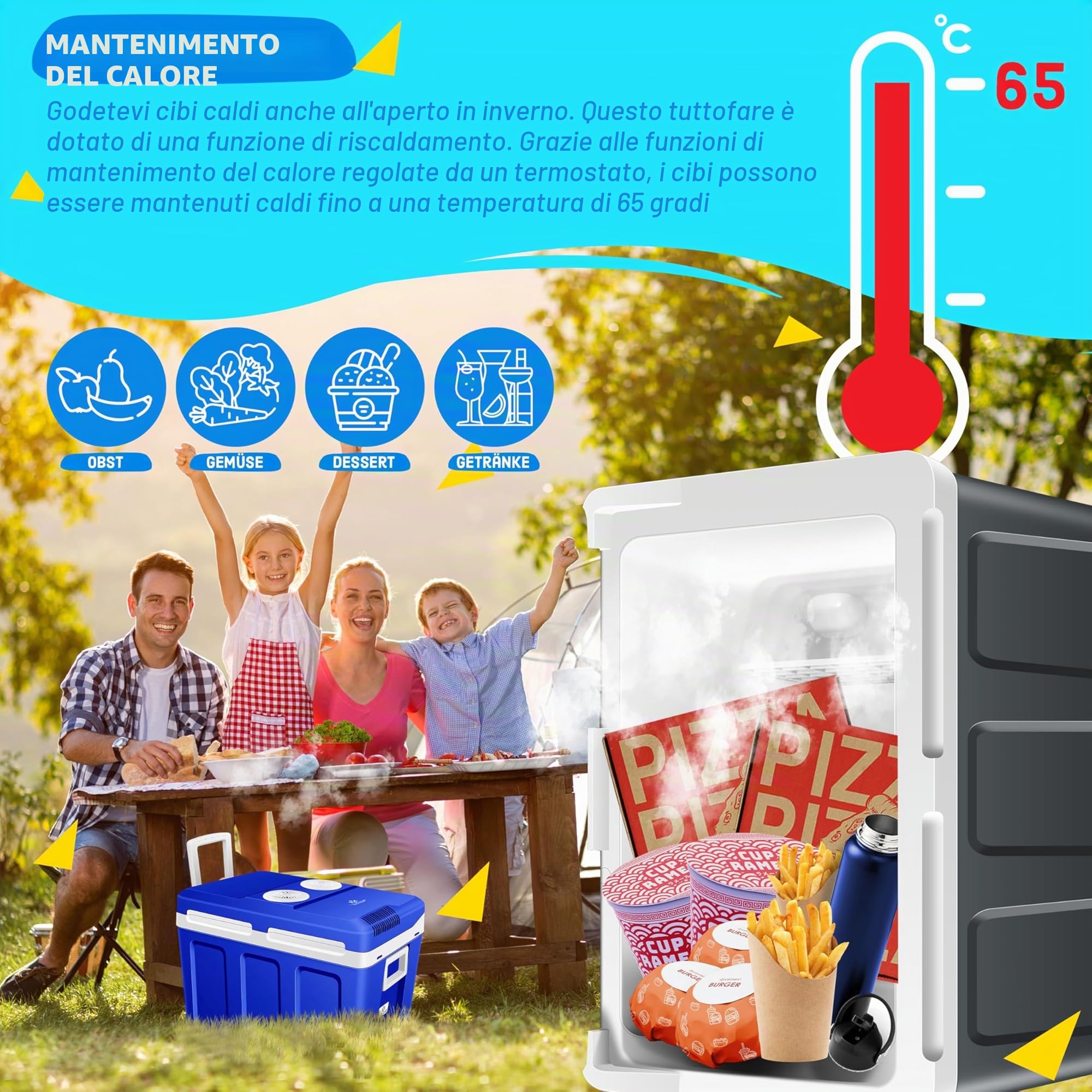KESSER® Frigo box 40L con ruote | per mantenere il calore e il raffreddamento | frigo box termoelettrico | 12 Volt e 230 Volt| Mini frigo | Box termico per auto| incl. Pacchetti di raffreddamento