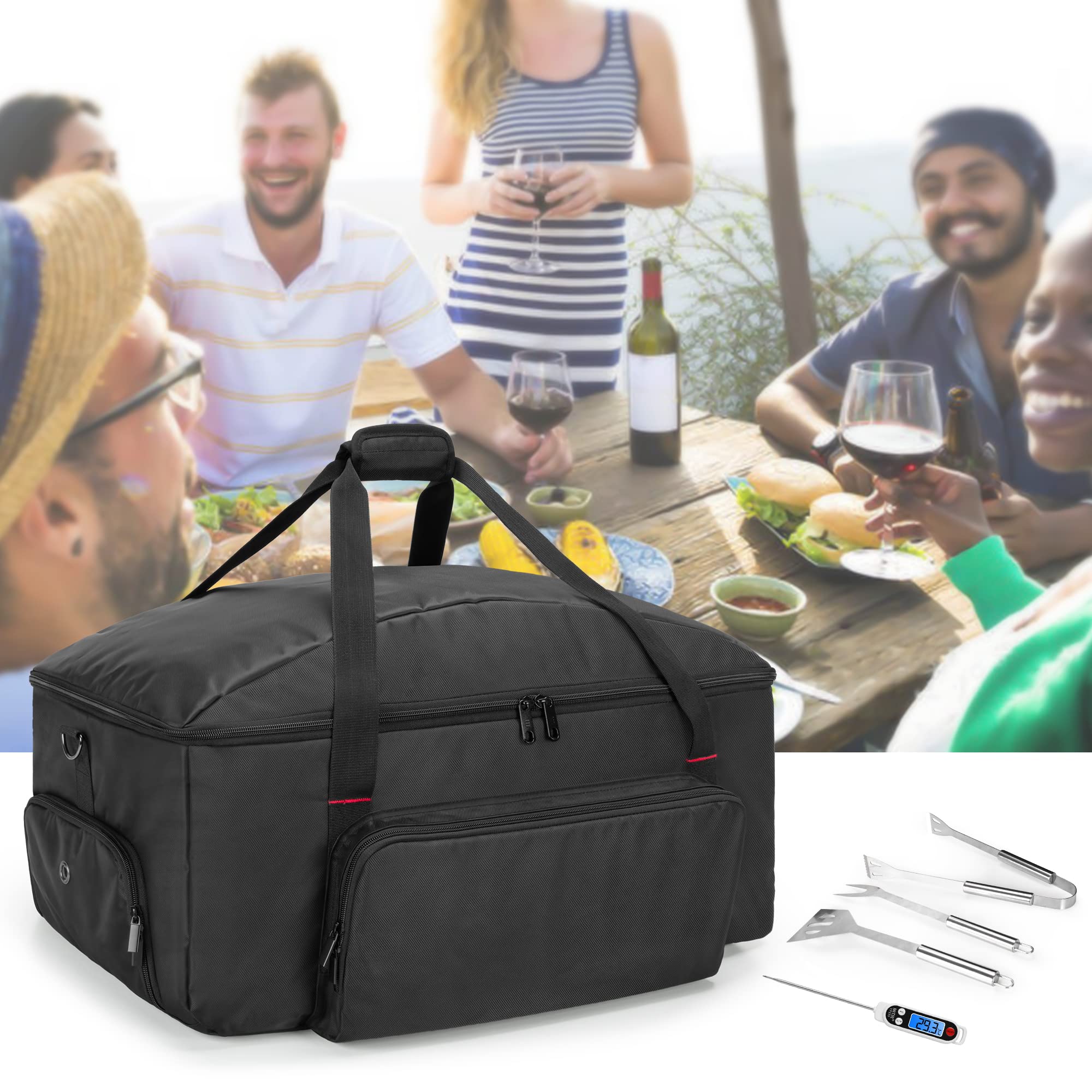 SAMDEW Custodia per Barbecue, Solo Borsa (Design Brevettato) | Copertura per Barbecue da esterno Compatibile con Weber Q1400 e Modelli a Gas Propano Weber Q1000 e Q1200