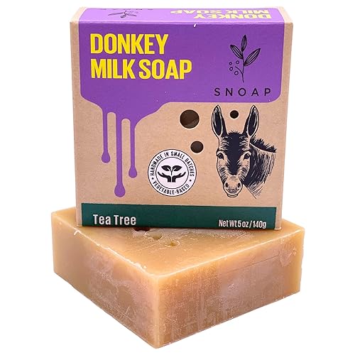 Champú de árbol de té y jabón en barra de lavado corporal, hecho con leche de burro, manteca de karité orgánica y aceites orgánicos, jabón suave,