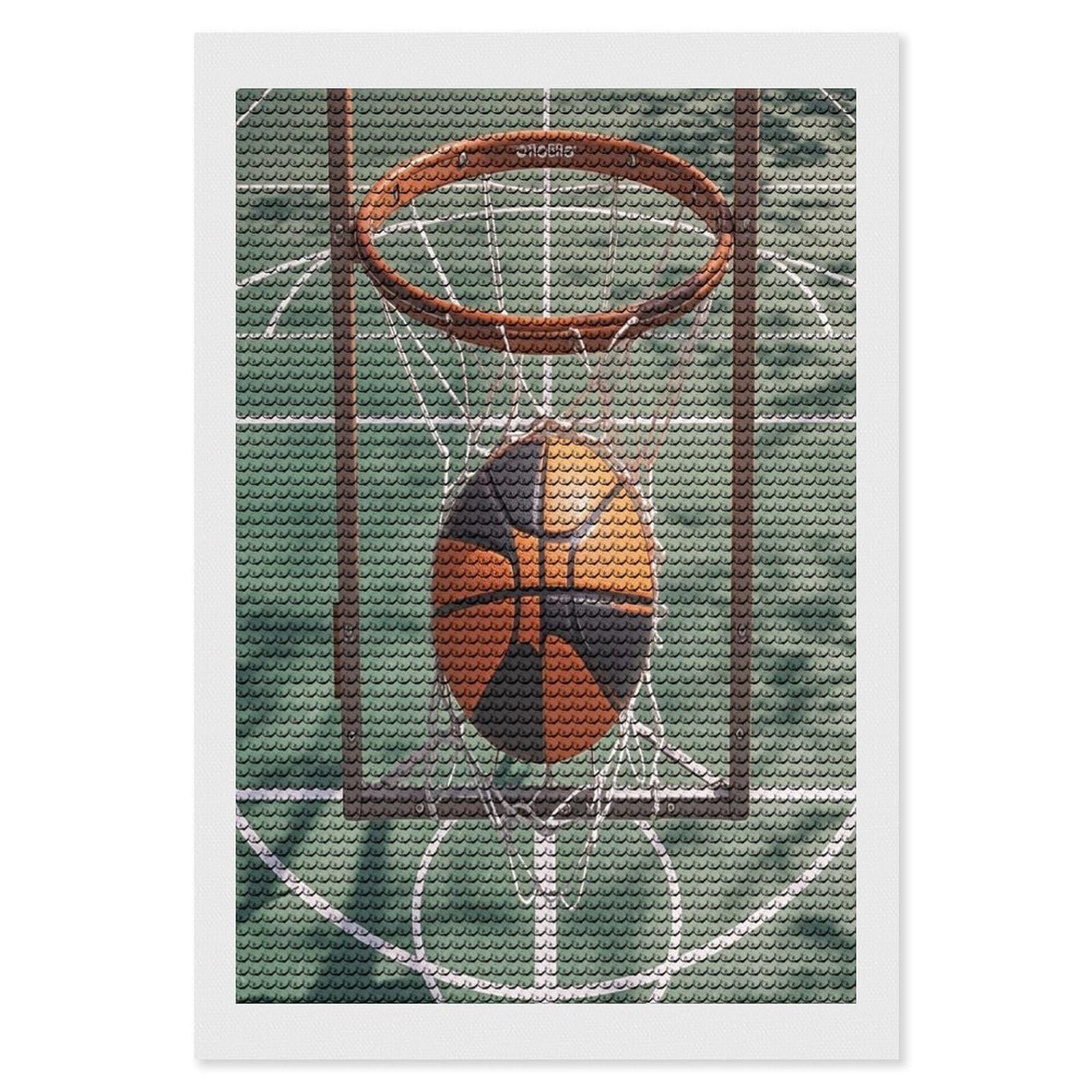 FekiLoot Basketball Diamond Painting Kits for Adults Full Round Drill Diamond Art Kits for Beginners 5D DIY Diamond Dots Paintings Diamonds Pictures Gem Art Home Wall Decor 8"x12"