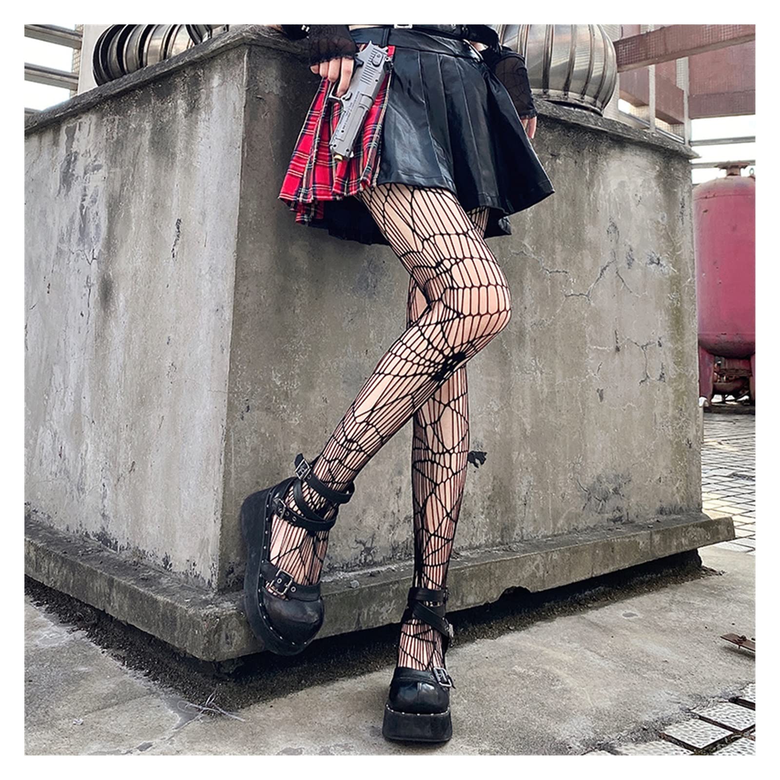 ⭐︎新品未使用タグ付き⭐︎極希少⭐︎アンダーレイヤーパンツ　スパッツ　タイツ Amazon.co.jp: 女子 穴あきタイツ スパイダー網タイツ パンスト