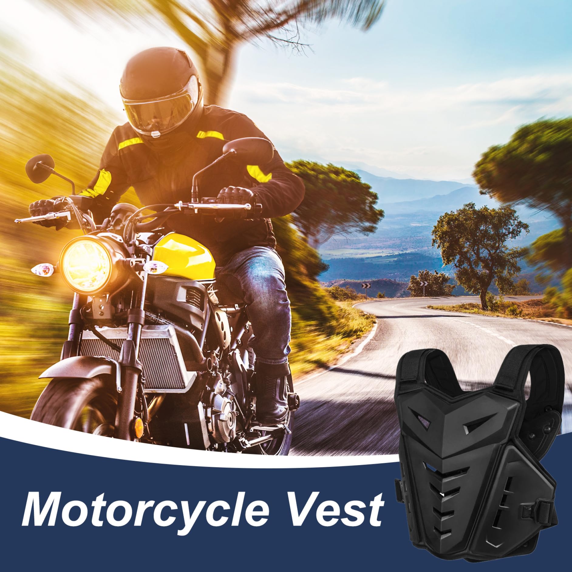 Motorrad-Rüstung, stoßdämpfende Motorrad-Rüstungsweste, verstellbare Brust, atmungsaktiver Brust-Rückenschutz, Dirt-Bike-Ausrüstung für Herren, Mountainbike-Rennen, Off-Road, Weste