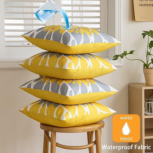 Miniatura 7 de Qahing Paquete de 4 fundas de almohada impermeables de otoño para exteriores de 16 x 16 pulgadas, fundas decorativas para exteriores, fundas de