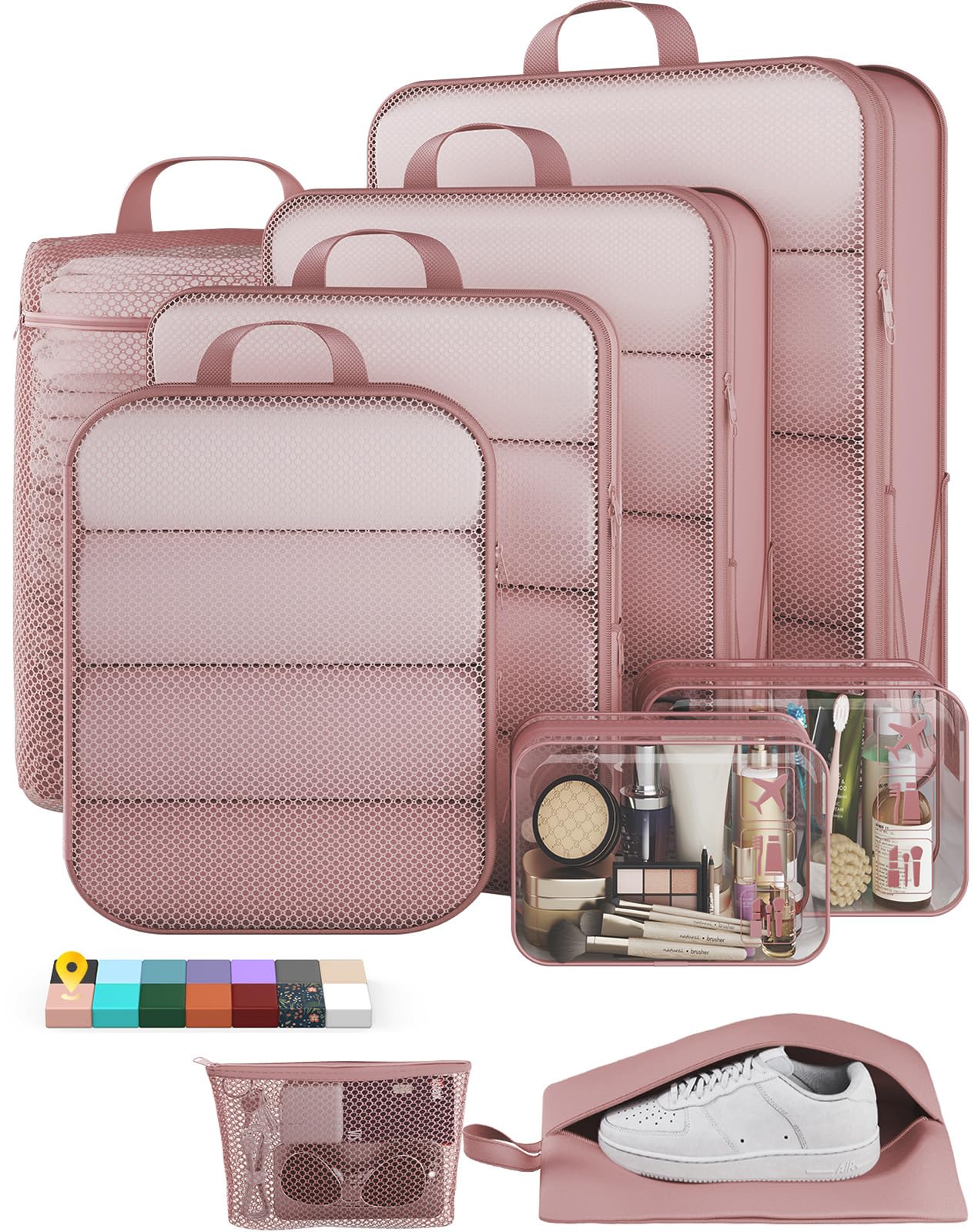 Veken 9/11 Set Compression Packing Cubes for Travel Essentials,Compressible Expandable La…