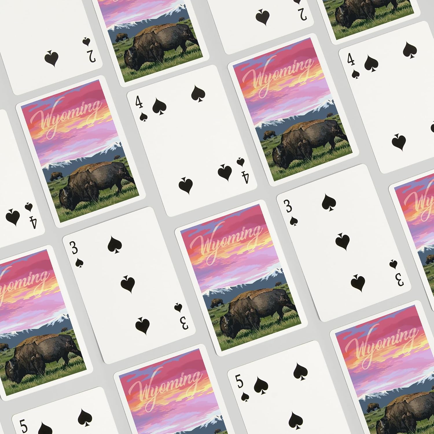 Lantern Press Wyoming, Bison and Sunset, 52 Playing Cards for Adults, Poker Size Card Deck